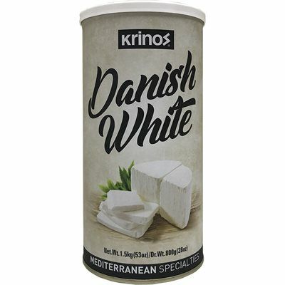 KRINOS Danish White Cheese - New! 800g Tin - Mediterranean Style