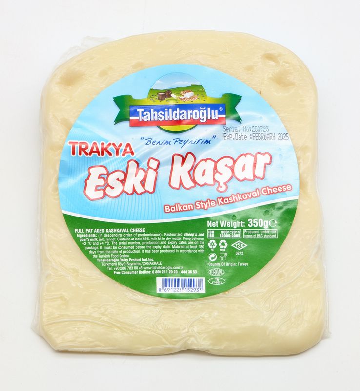 TAHSILDAROGLU Full Fat Aged Sheep  Kashkaval Cheese 350g Vac Pack - Trakya Eski Kasari