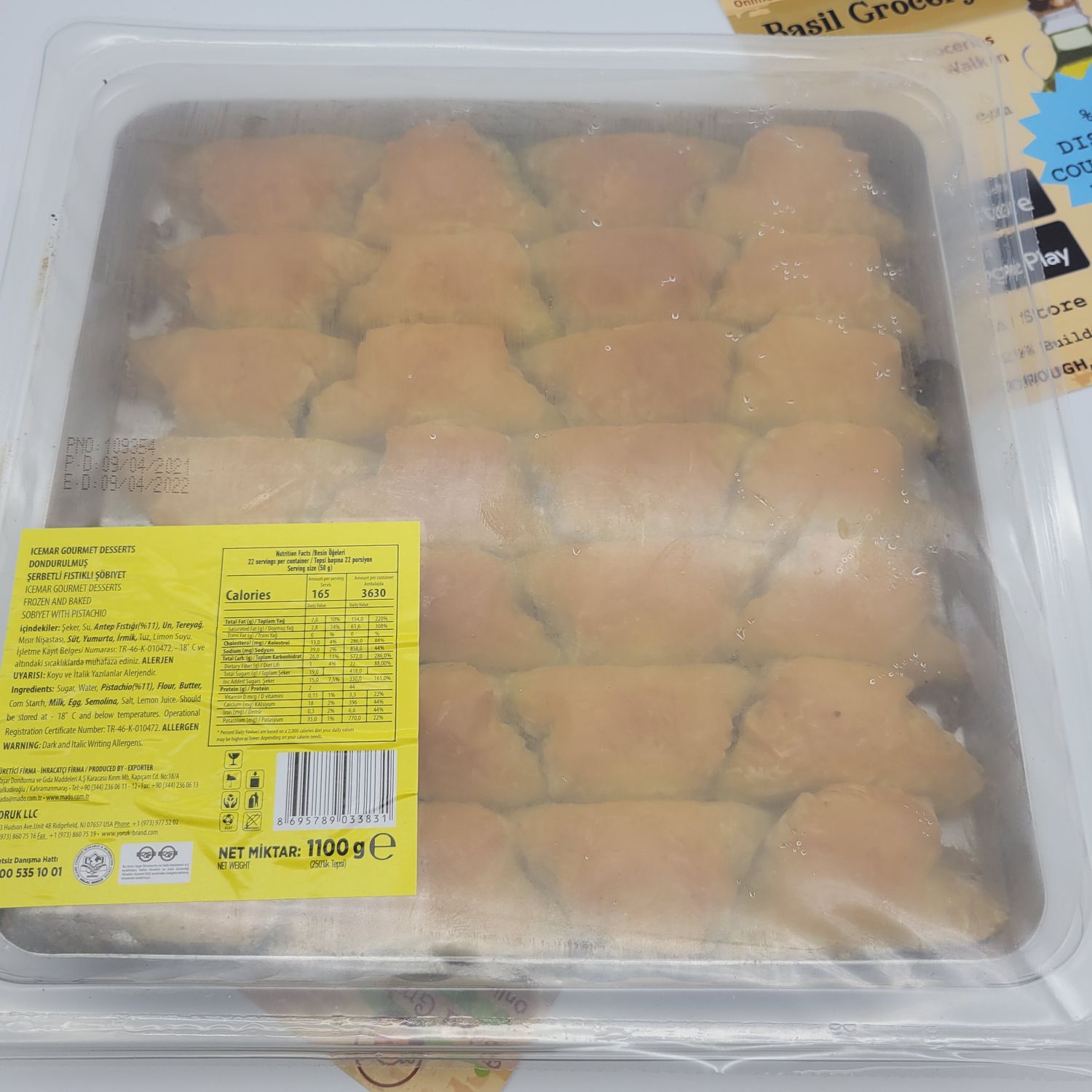 Mado ICE-MAR Fistikli Sobiyet 1100g- Gourme Dessert With Pistachio By Mado - Hand Made