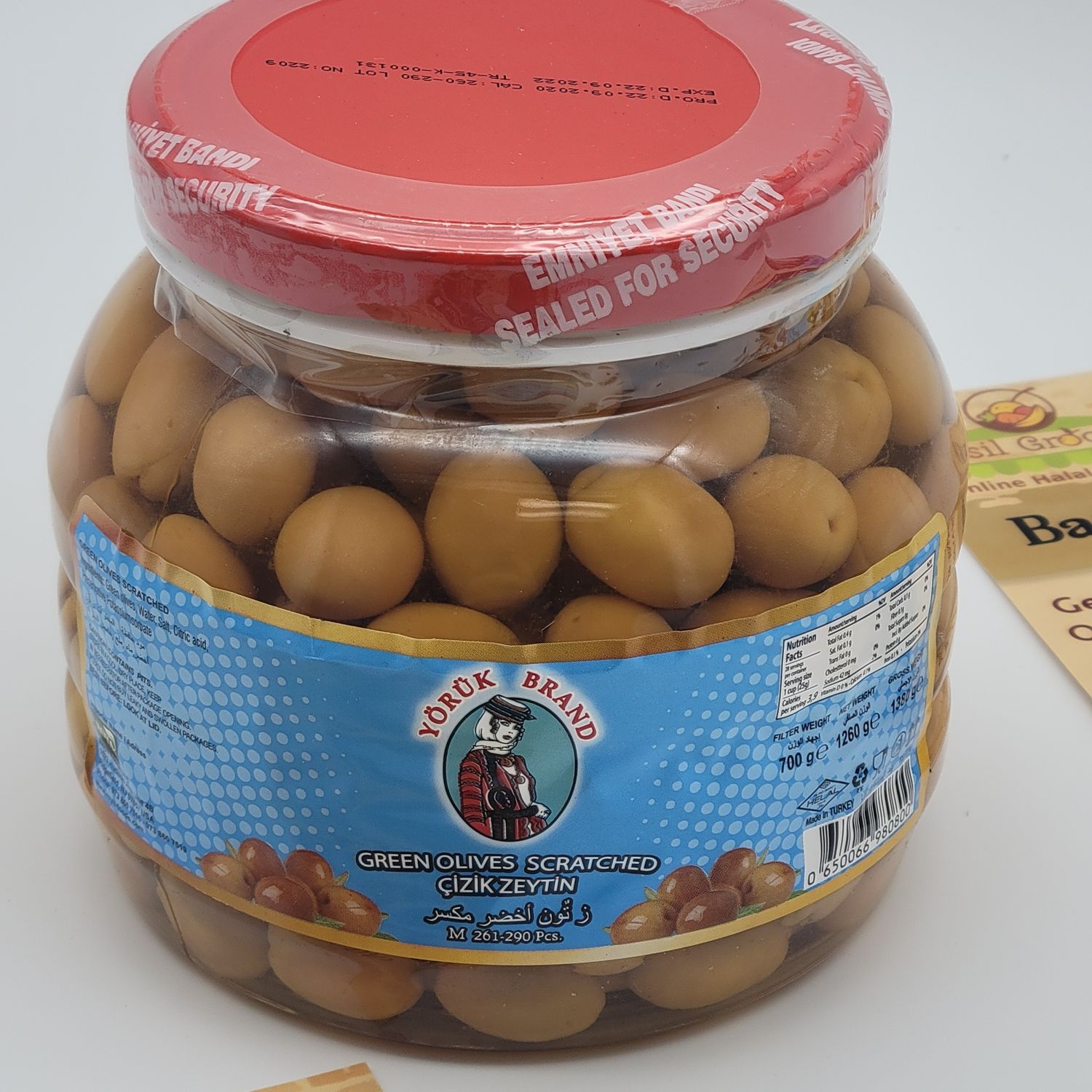 YORUK Brand Green Olives Scratched Xl 700g Cizik Zeytin