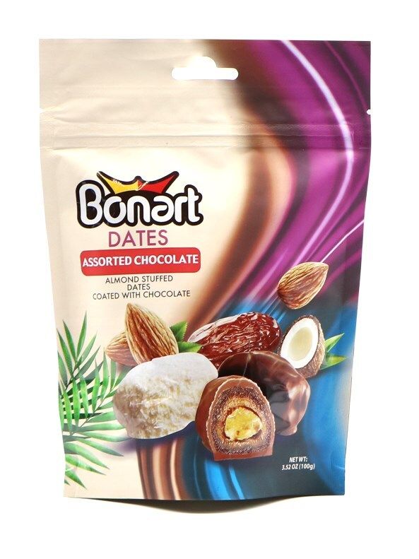 BONART Choco Dates Assorted Chocolate Coated Almond 100g