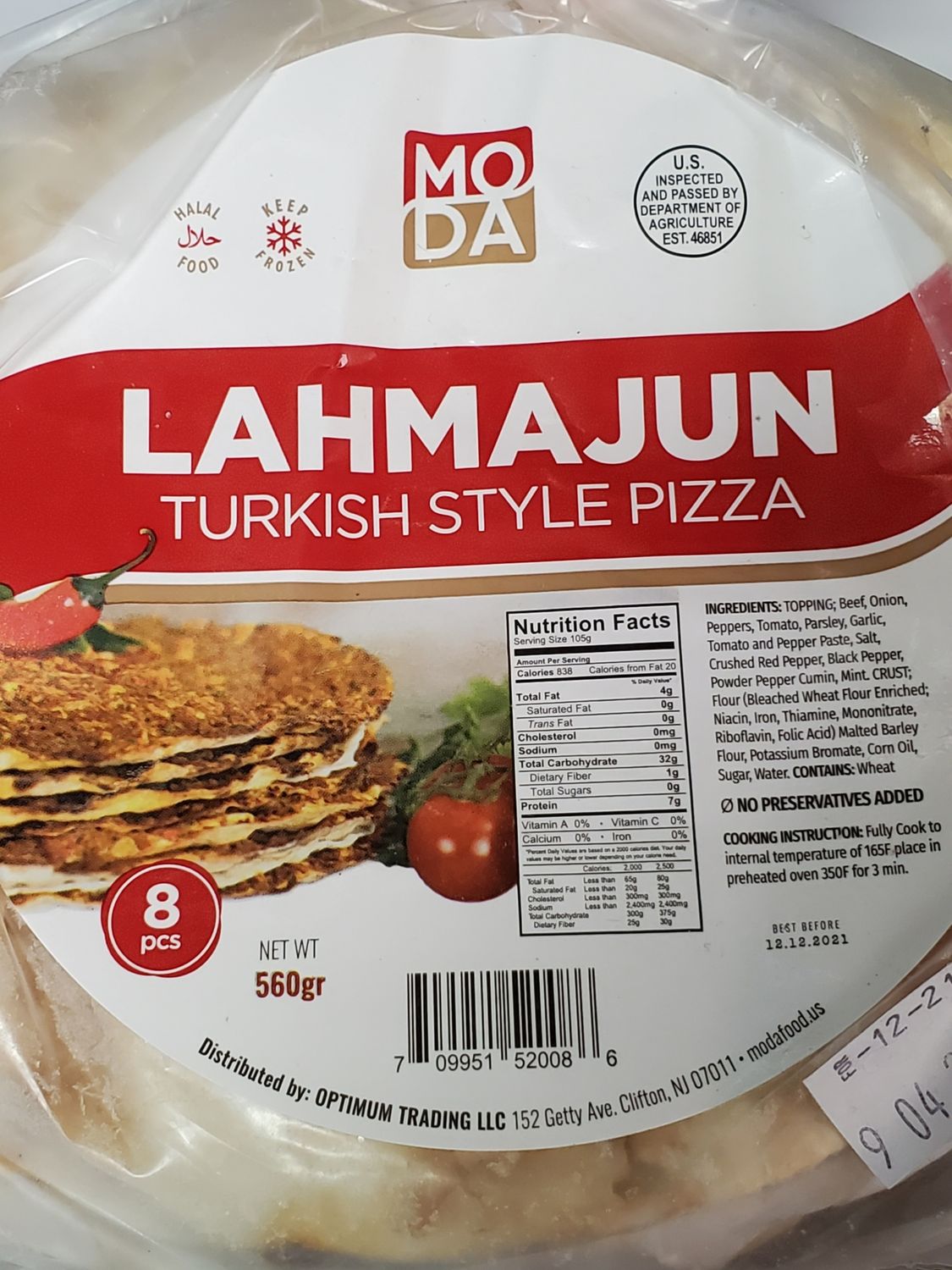 MODA Hot Lahmacun Lahmajun 8pcs (Frozen)