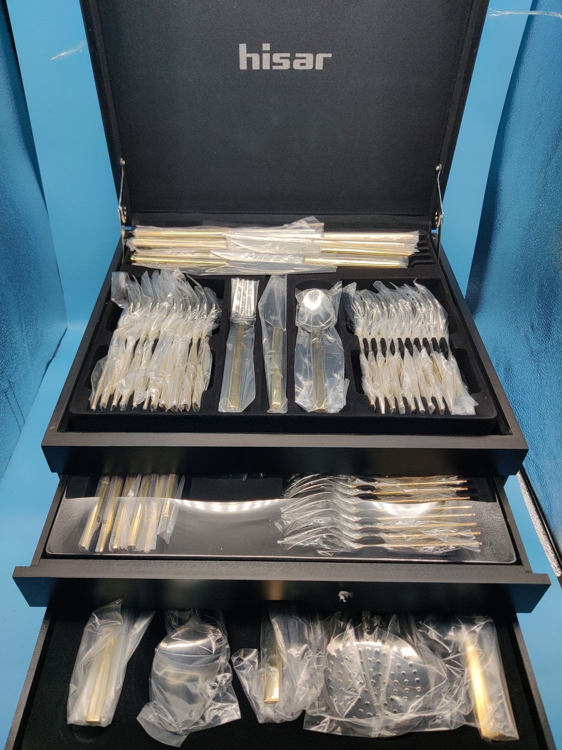 HISAR Milano 89pcs Gold Cutlery Set With Color Box