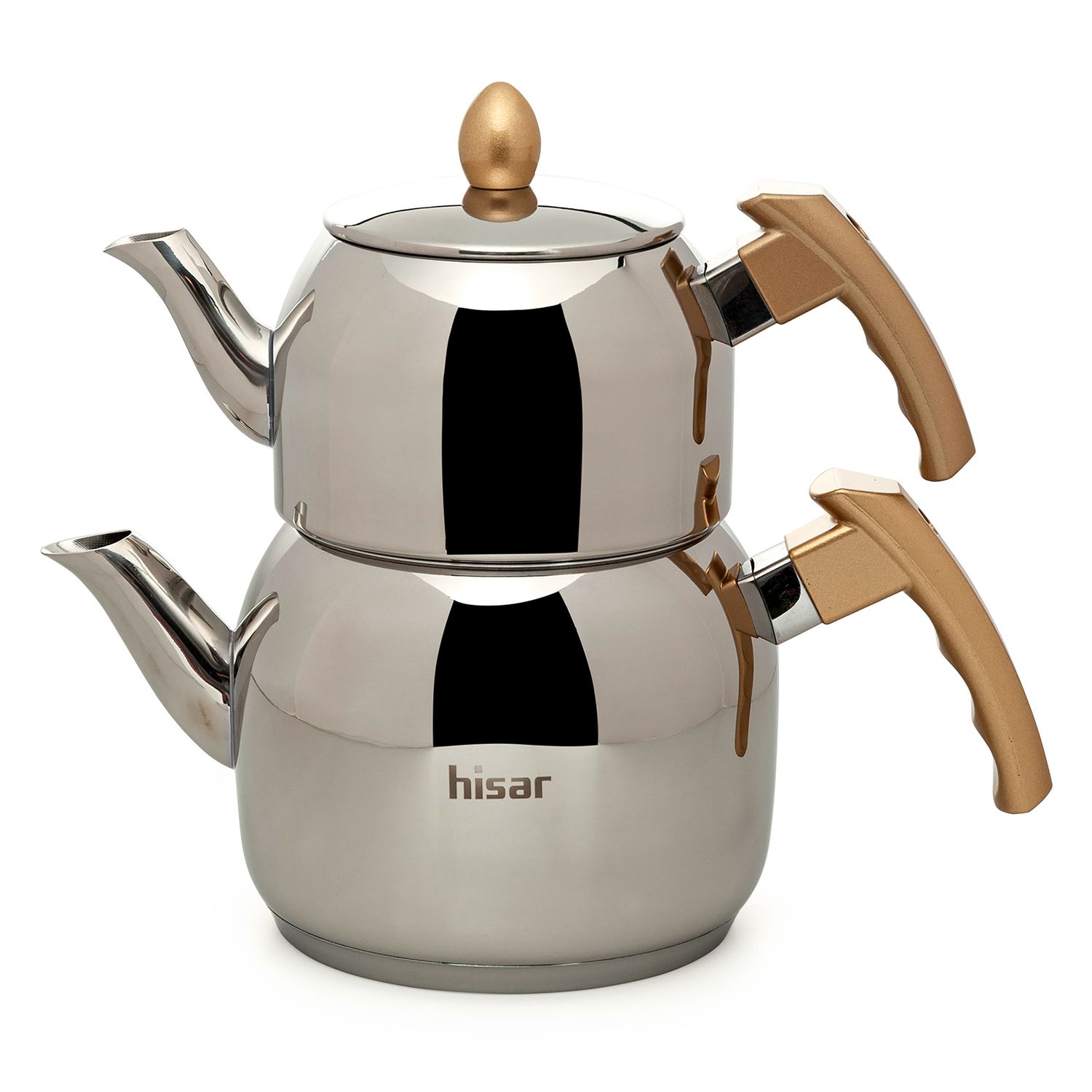 HISAR Neptun Tea Pot - Teapots - Caydanlik Set Gold Big Size