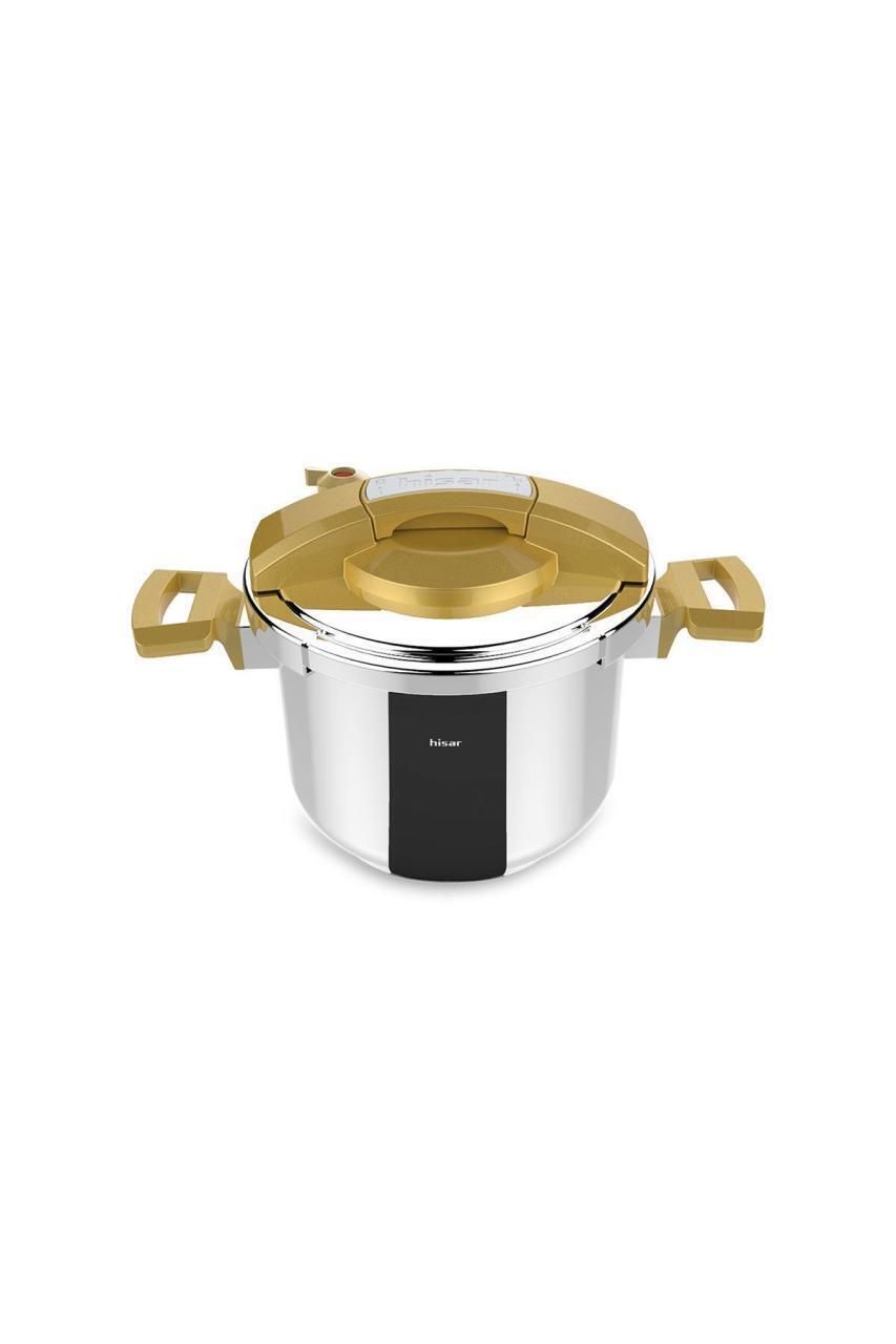 HISAR Neptun Pressure Cooker Set 4&amp;7L // 0,80Mm 18/10 Cr-ni S/s - Gold