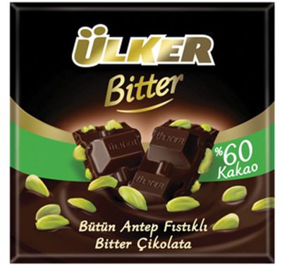 ULKER Bitter Sweet %60 with Pistachio Chocolate Bars 65g