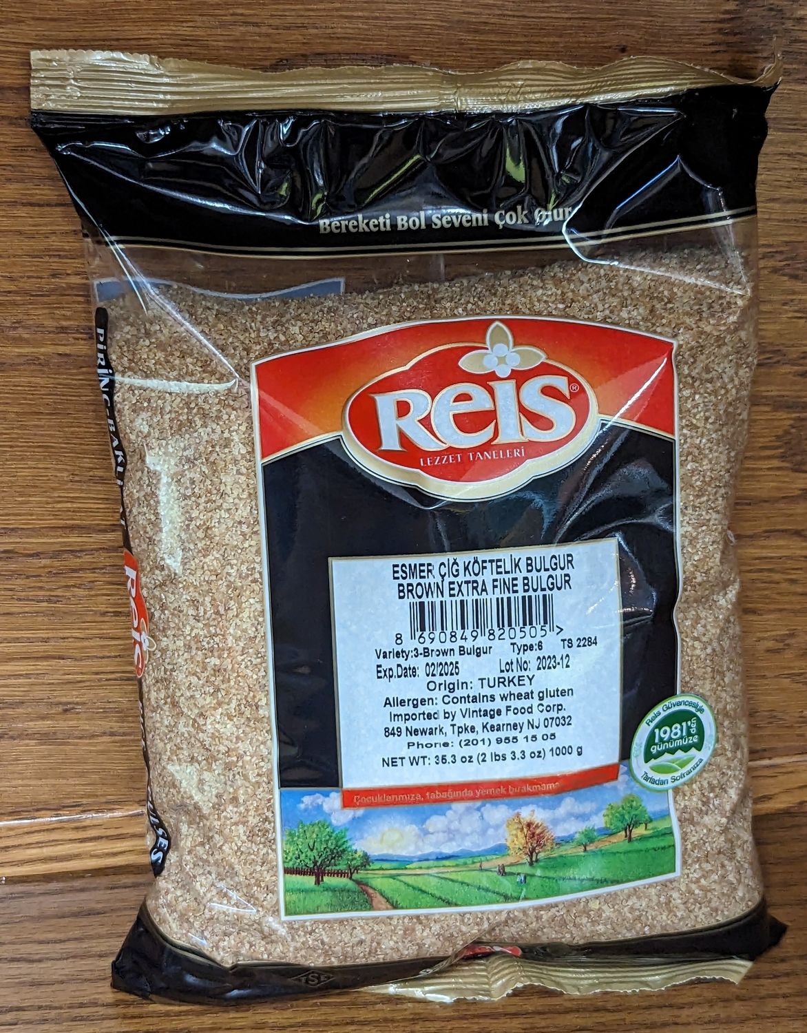 REIS Esmer Cigkoftelik Bulgur / Brown Extra Fine Cracked Wheat 1kg