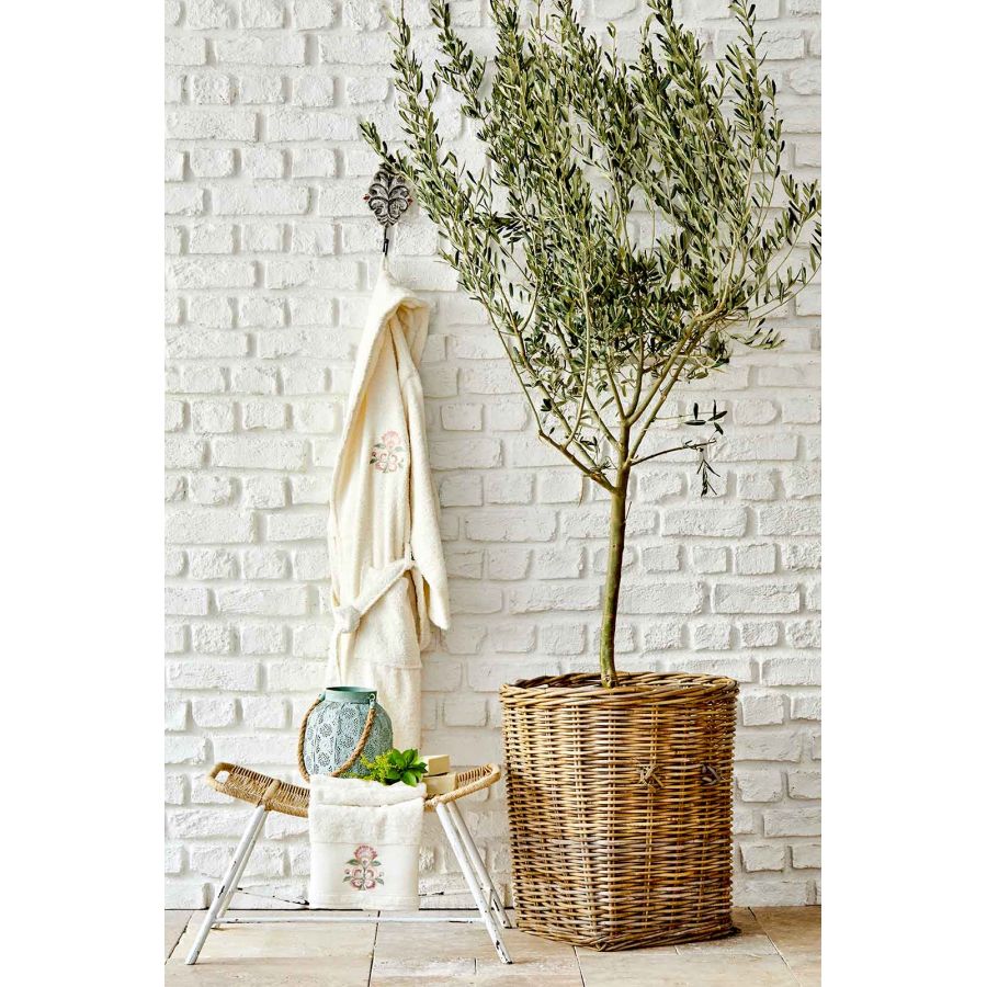 KH Sheron Daily Offwhite Embroidered Women Bathrobe Set