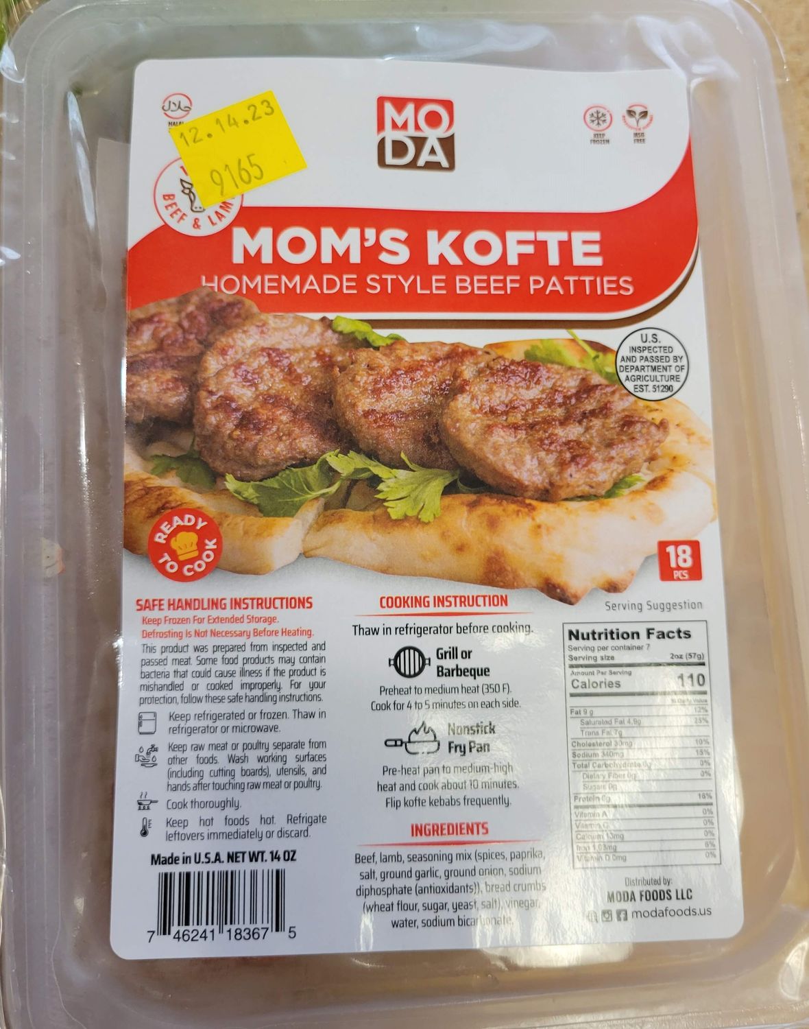 MODA Halal Anne Koftesi - 18pcs Mom's Kofte 14oz