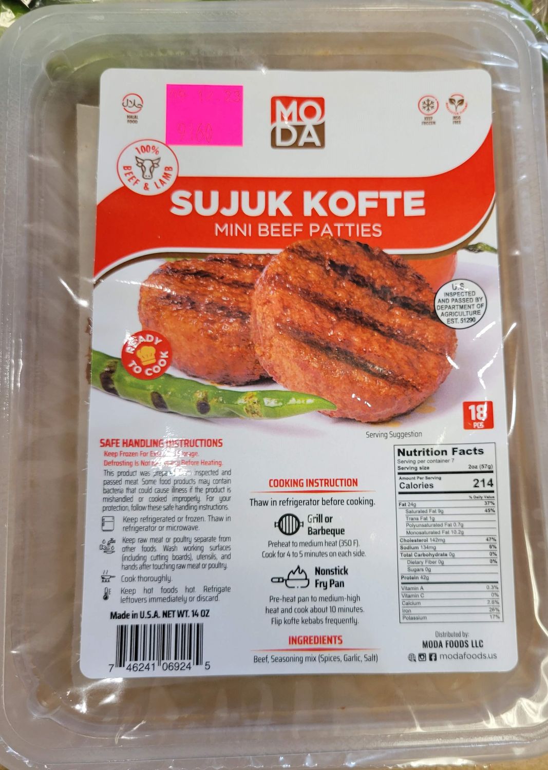 MODA Halal Sujuk Kofte 18pcs Sucuk Kofte