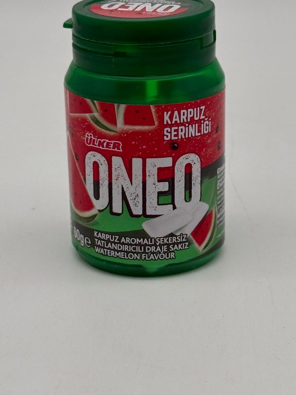 Ulker Oneo Watermelon Sugar Free Chewing Gum 60g – Refreshing Watermelon Flavor, Xylitol Sweetened Gum