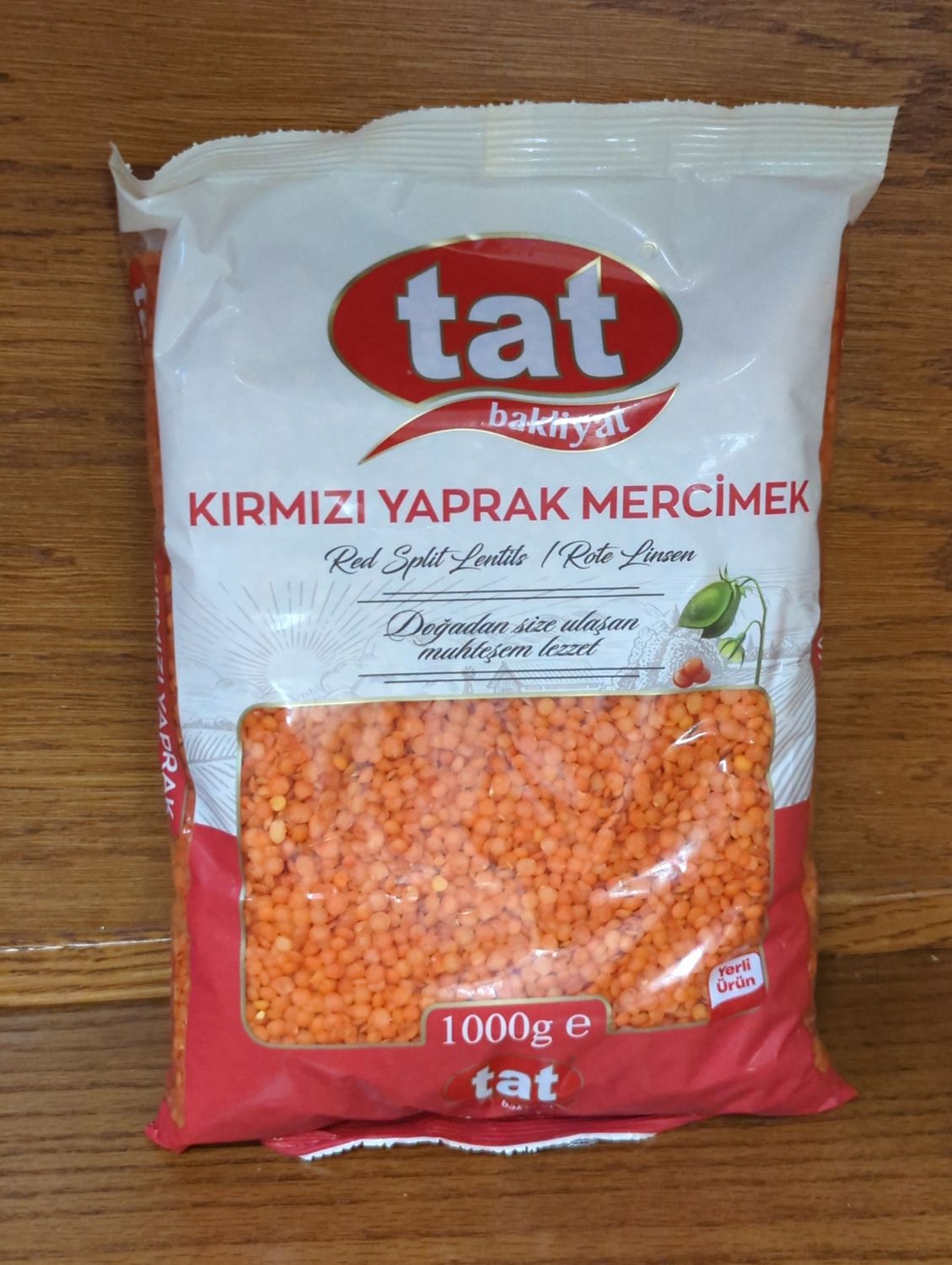 TAT Red Split Lentils 1kg Kirmizi Yaprak Mercimek