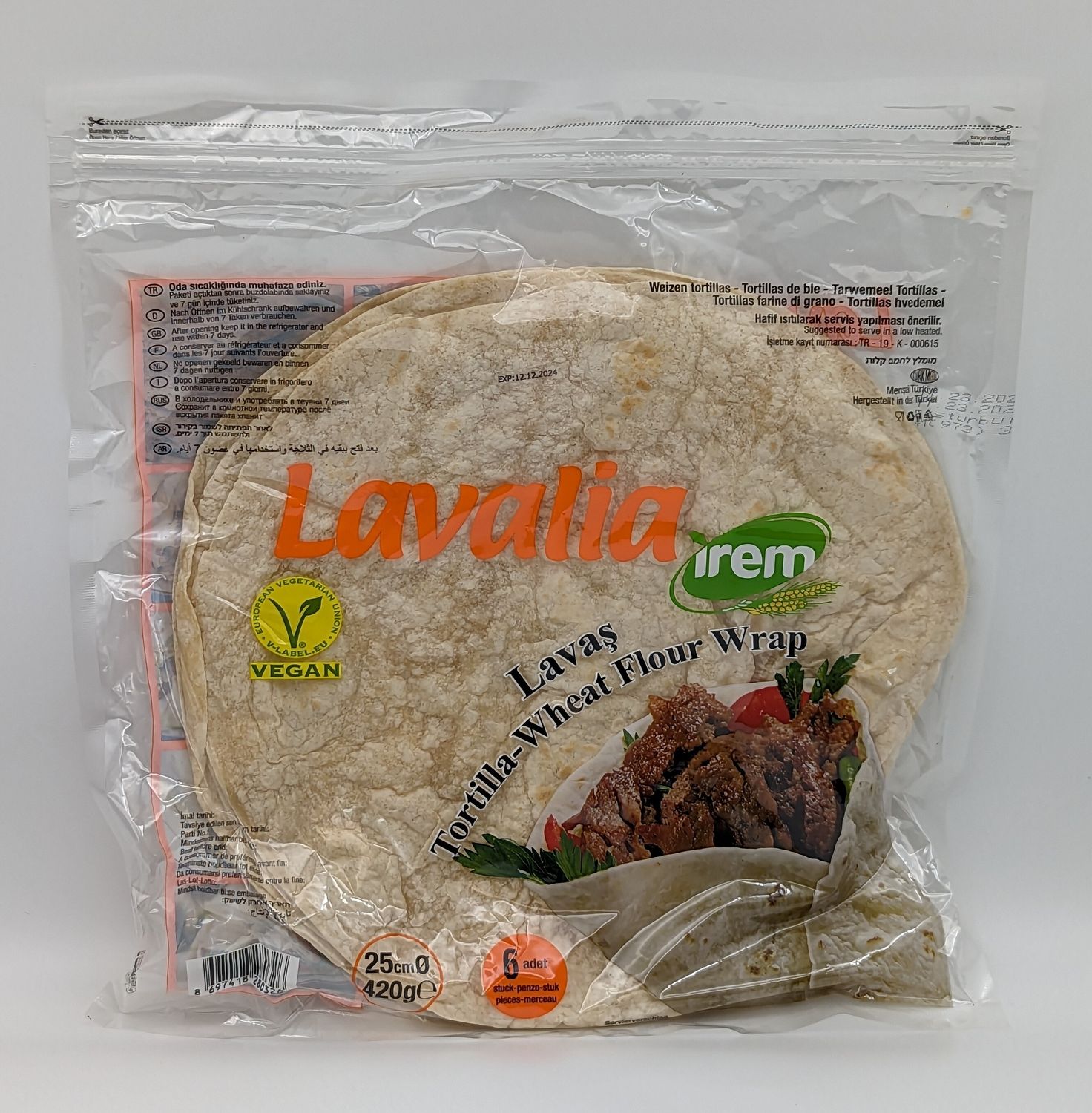 IREM Lavalia Turkish Style Tortilla - Flour Lavash Wraps Halal 25cm 420g (70g x 6pcs)