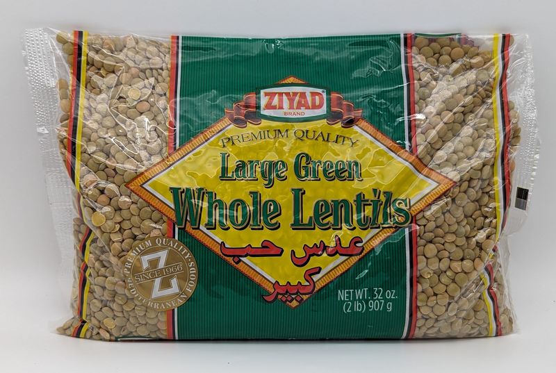 ZIYAD Large Green Whole Lentils - Yesil Mercimek 1lb (453g)
