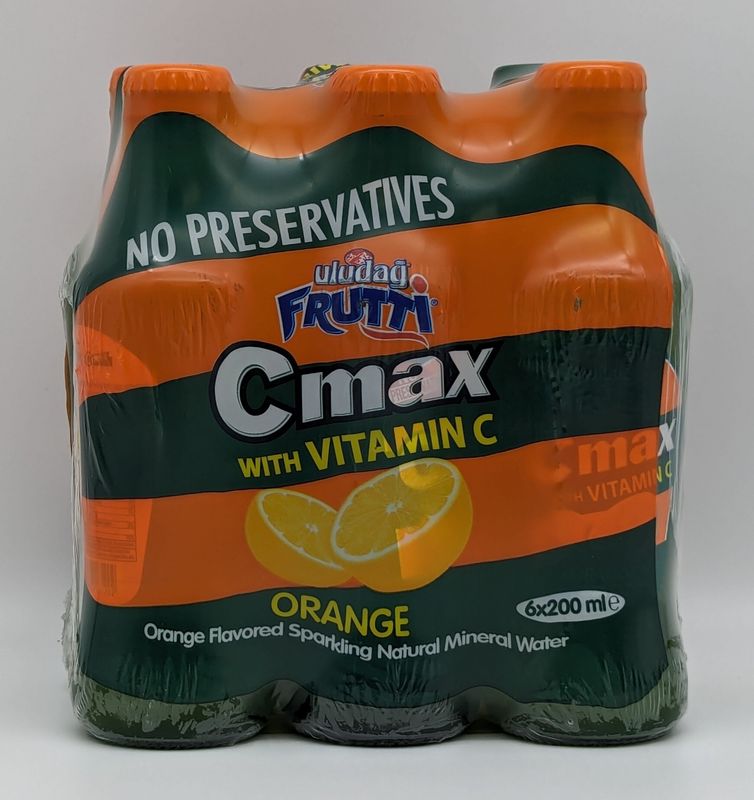 ULUDAG Frutti Mineral Water C-max with Orange 200mL Glass x 6pcs