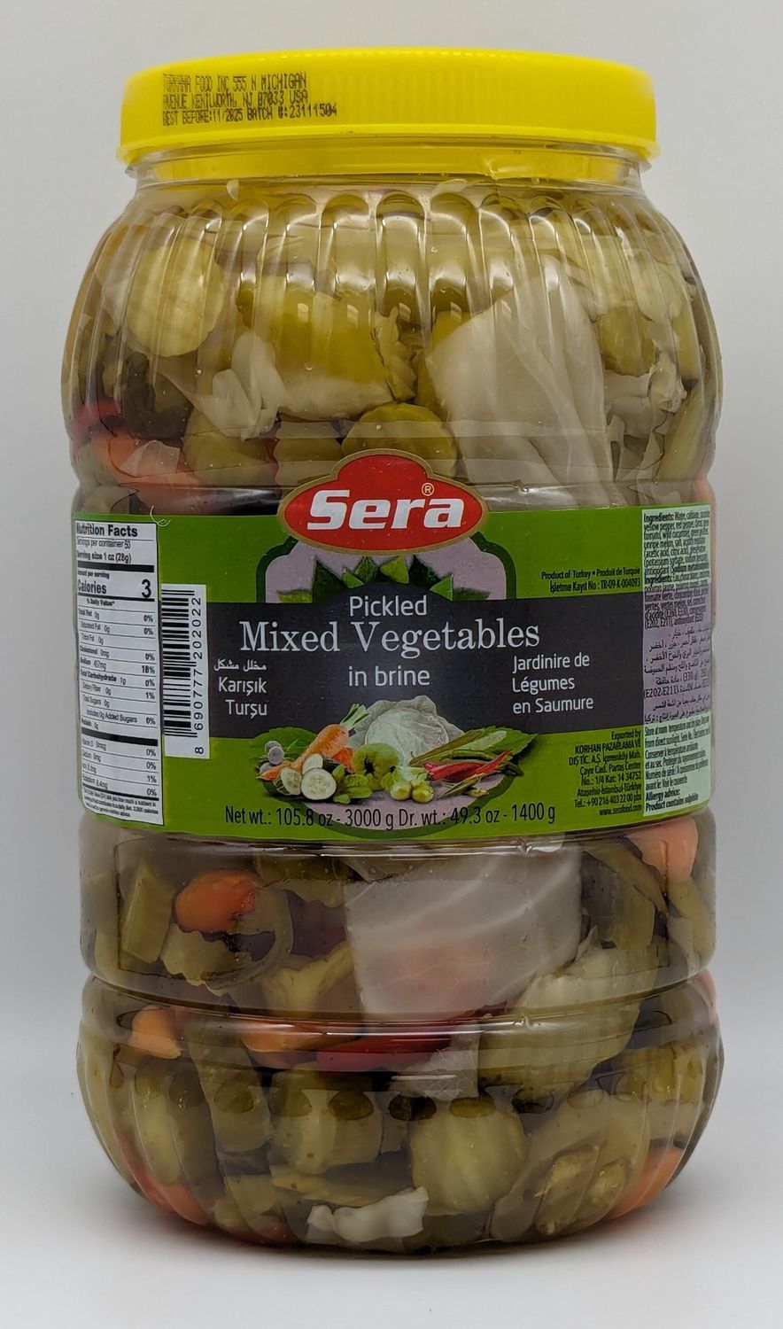 SERA Pickled Mixed Vegetables in Brine 3kg 105.8oz