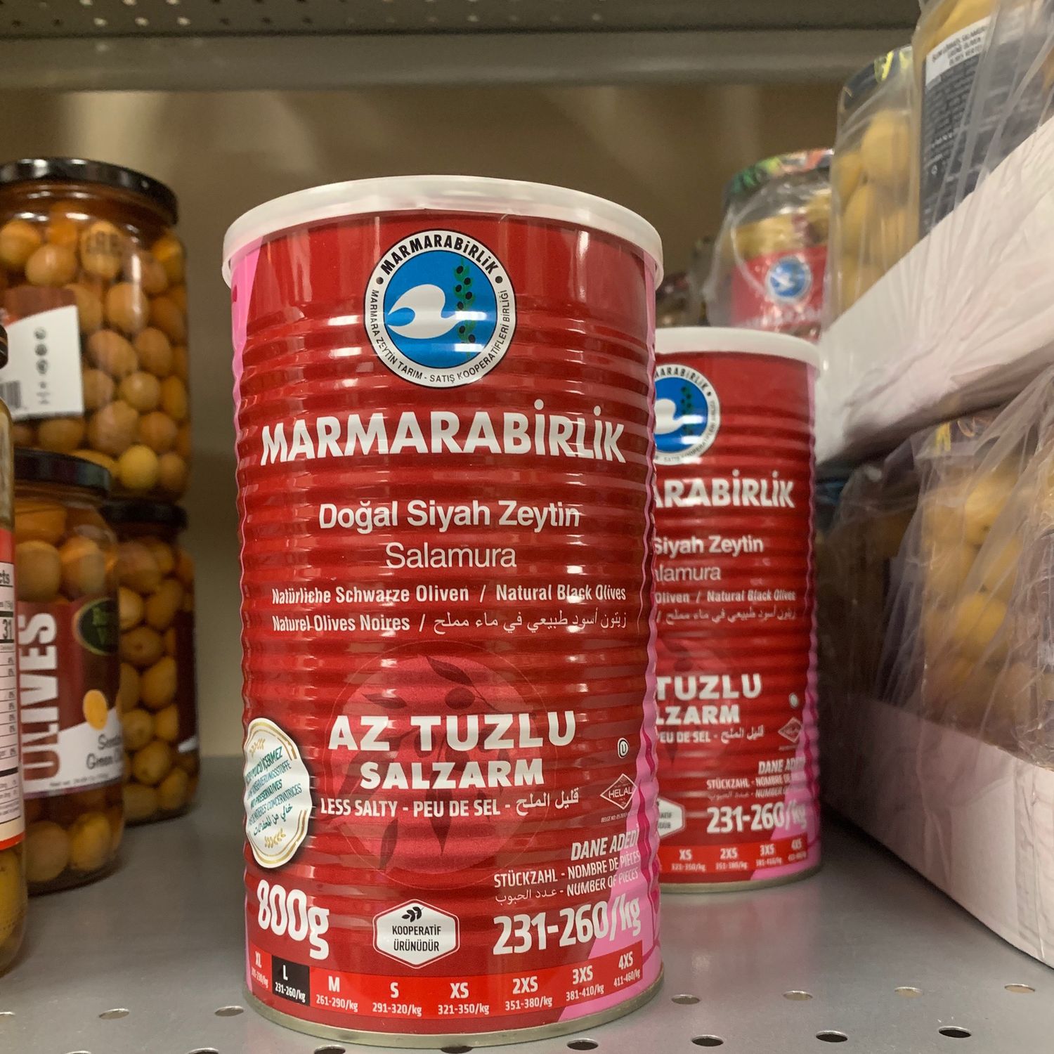 MB Marmara Birlik Gemlik Black Olives L Hiper Low Salt 800g Can