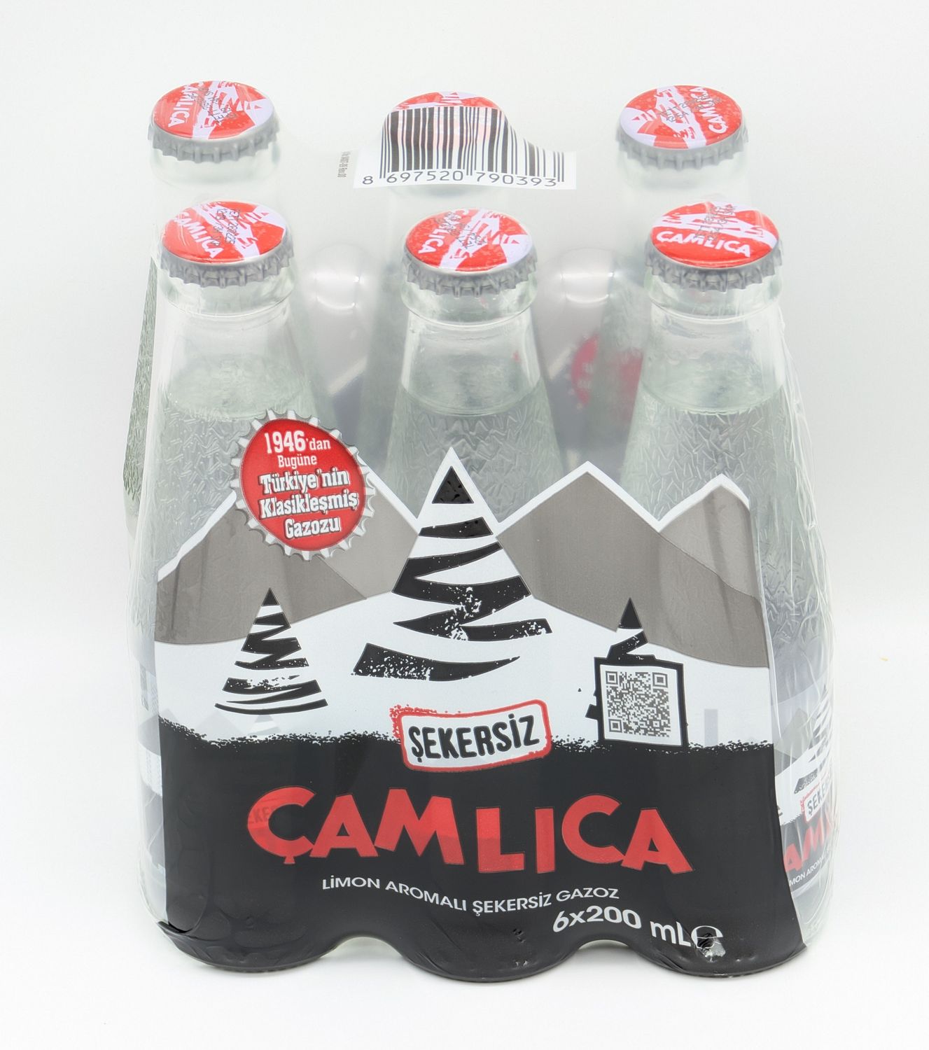 CAMLICA Turkish Soft Drink Sugar-free Soda - Sade Sekersiz Gazoz 200mL 6pcs