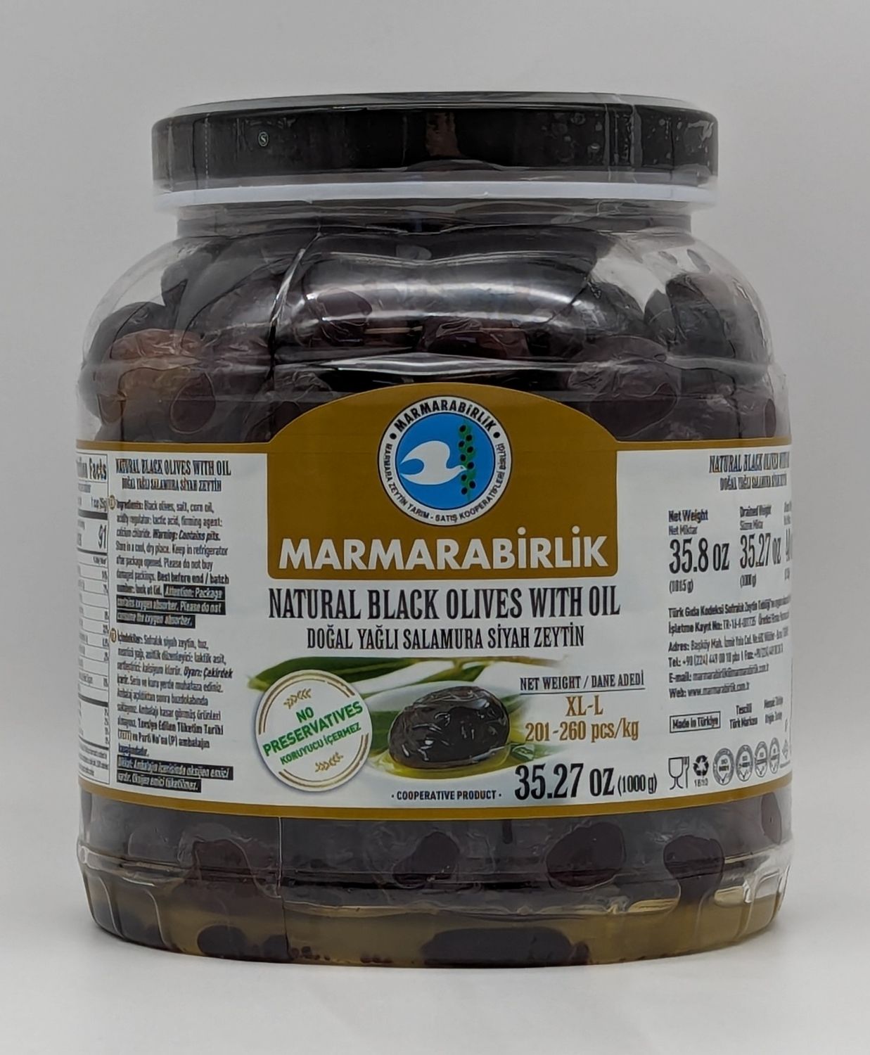 MB Marmara Birlik Gemlik Black Olives with Oil XL-L 1kg