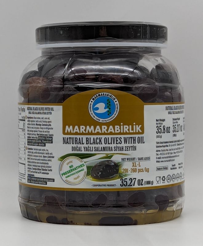 MB Marmara Birlik Gemlik Black Olives with Oil XL-L 1kg