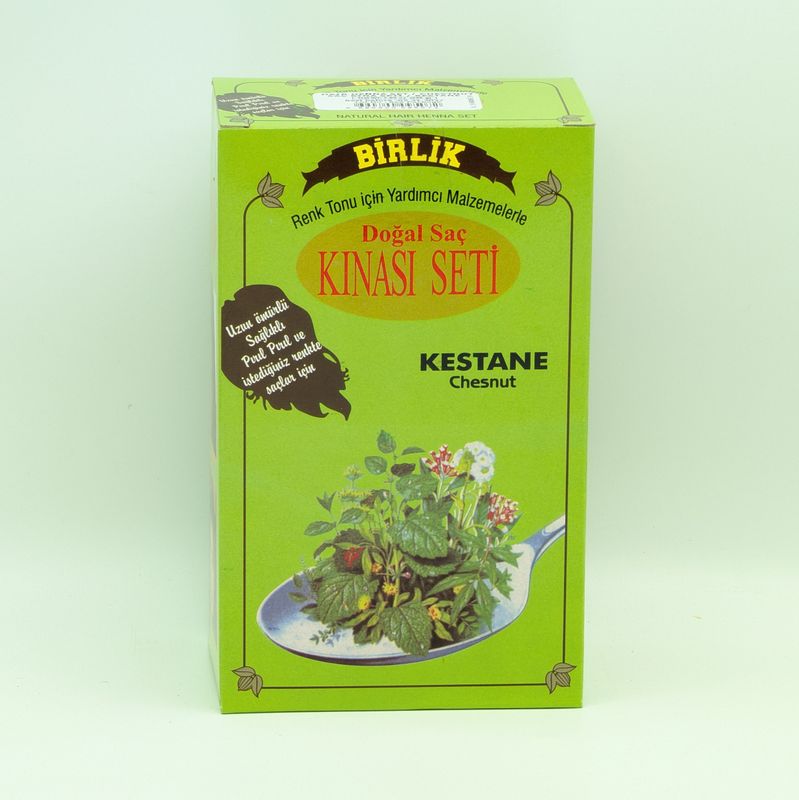 BIRLIK Natural Hair Henna Set Chestnut - Dogal Sac Kinasi Seti Kestane 225g