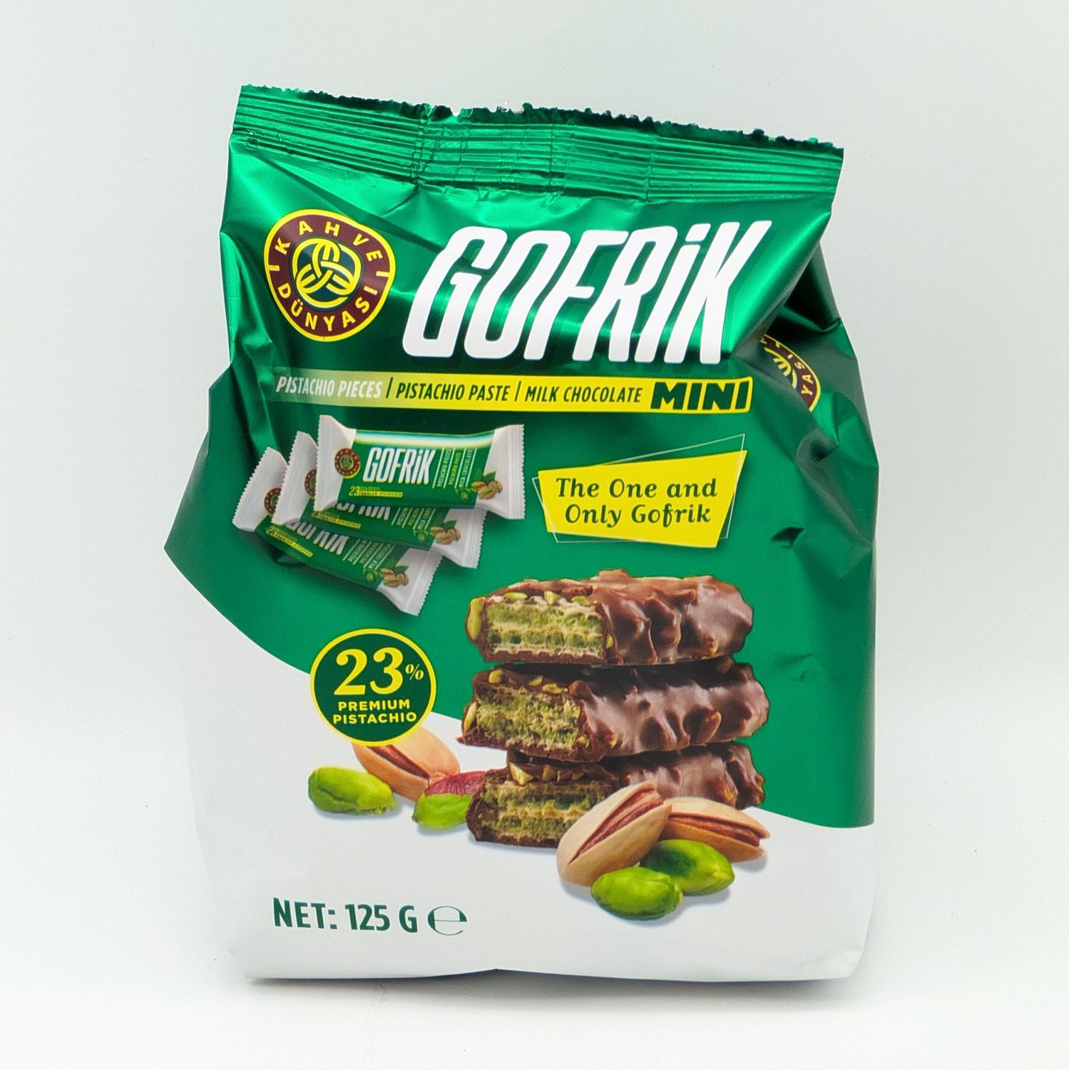 KAHVE DUNYASI Gofrik Fistik Parcali Fistik Ezmeli Sutlu - Pistachio Paste Milk Chocolate 125g