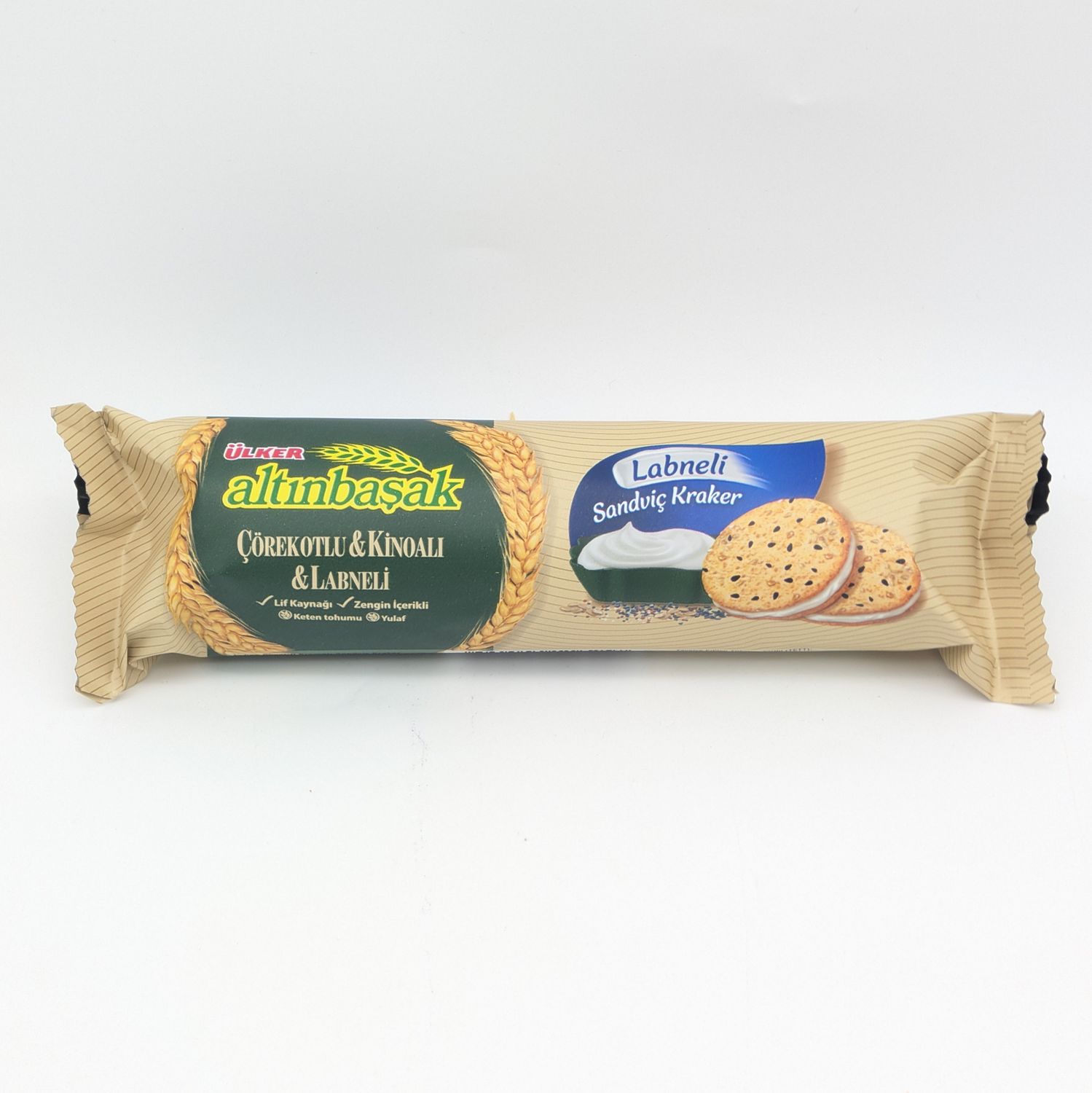 ULKER Altinbasak Sandwich Crackers with Black Caraway Seeds, Kinoa, Cheese Cream - Corekotlu, Kinoali, Labneli Sandvic Kraker 61g