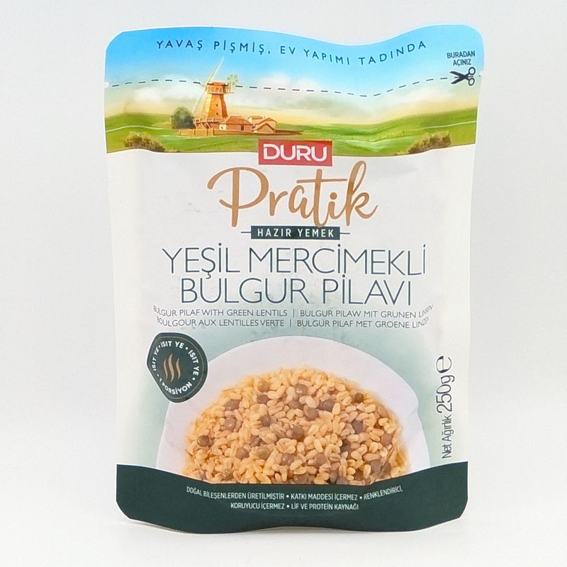 DURU PRATIK Bulgur Pilaf Rice with Green Lentils - Yesil Mercimekli Bulgur Pilavi 250g