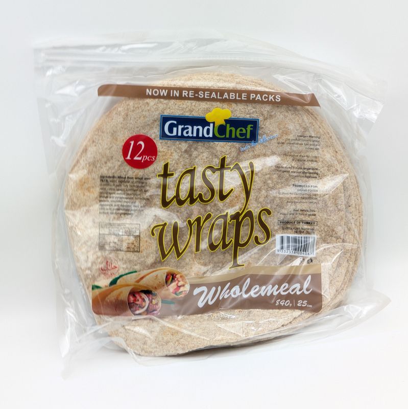 GRAND CHEF Whole Wheat Wraps - Lavash Lavas 25cm 840g (70g x 12pcs)