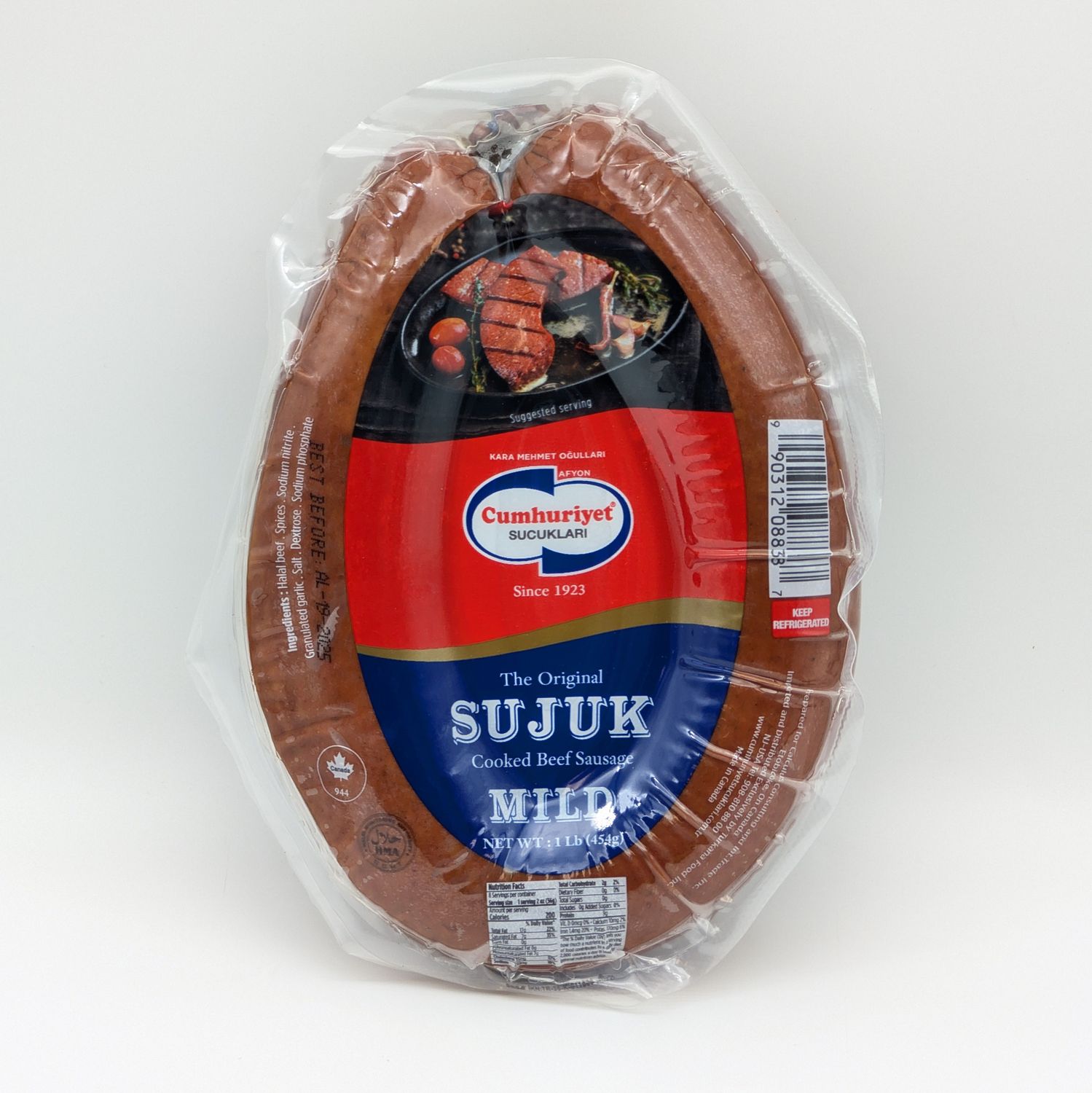 Cumhuriyet Sucuklari Sujuk Cooked Beef Sausage Soujouk Mild 1lb