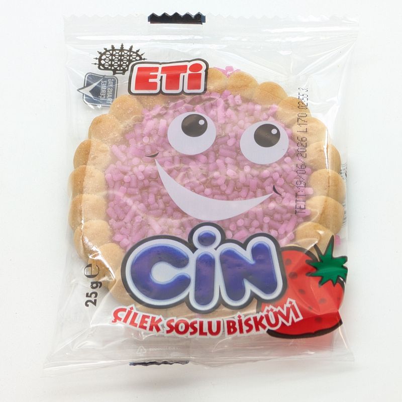 ETI Cin Strawberry Sauce Biscuit - Cilek Soslu Biskuvi 25g
