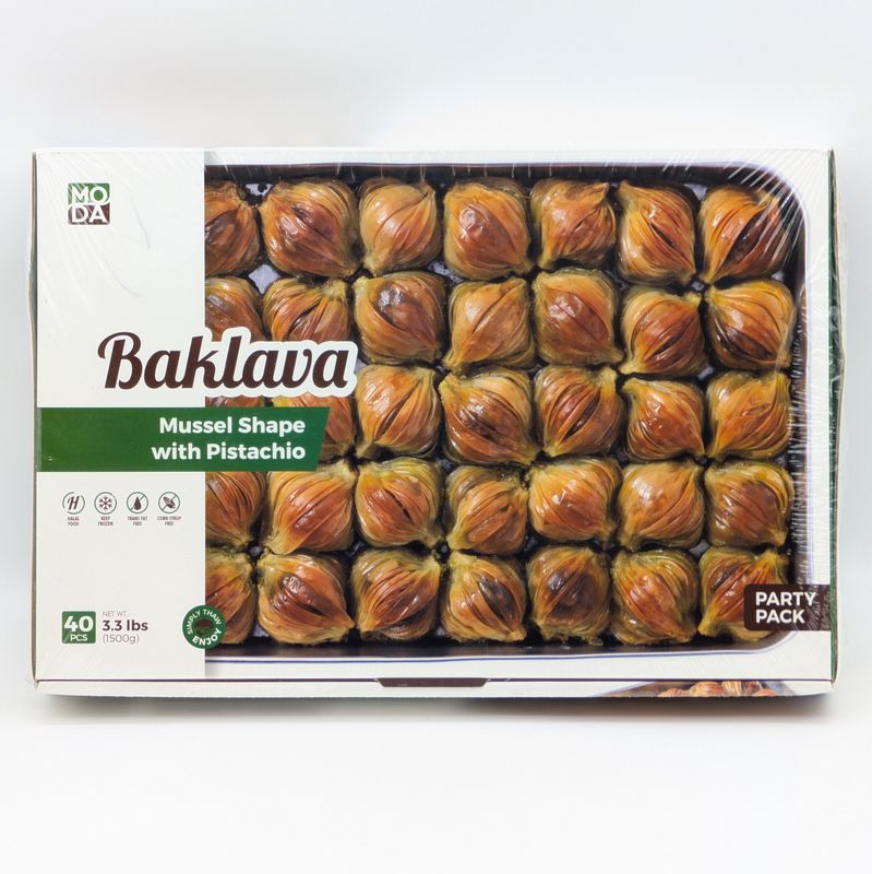 MODA Baklava Mussel Shape with Pistachio 40pcs 3.3lb/1.5kg