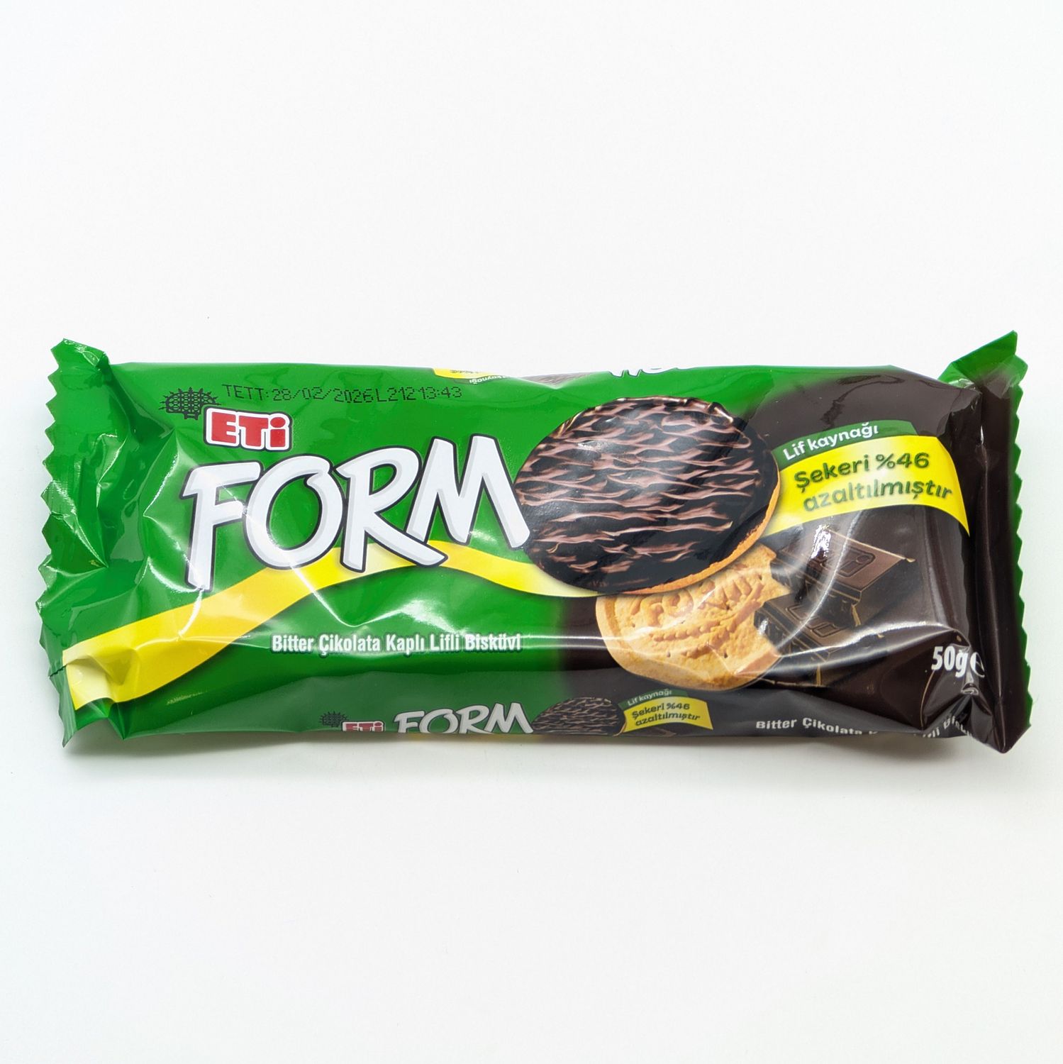 ETI Form Bitter Chocolate Covered Fibrous Biscuit - Bitter Cikolata Kapli Lifli Biskuvi 50g
