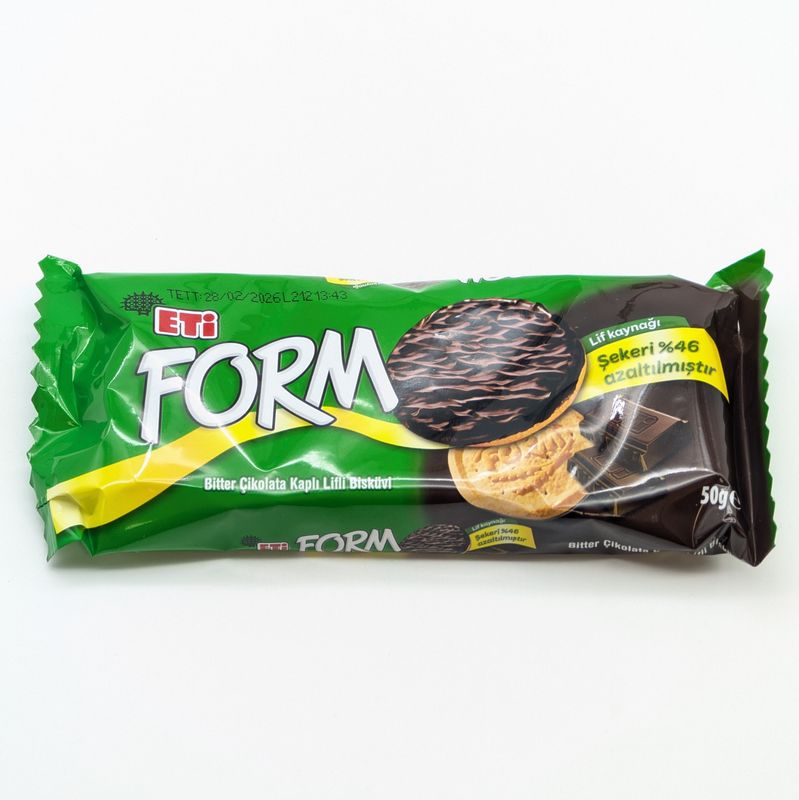 ETI Form Bitter Chocolate Covered Fibrous Biscuit - Bitter Cikolata Kapli Lifli Biskuvi 50g