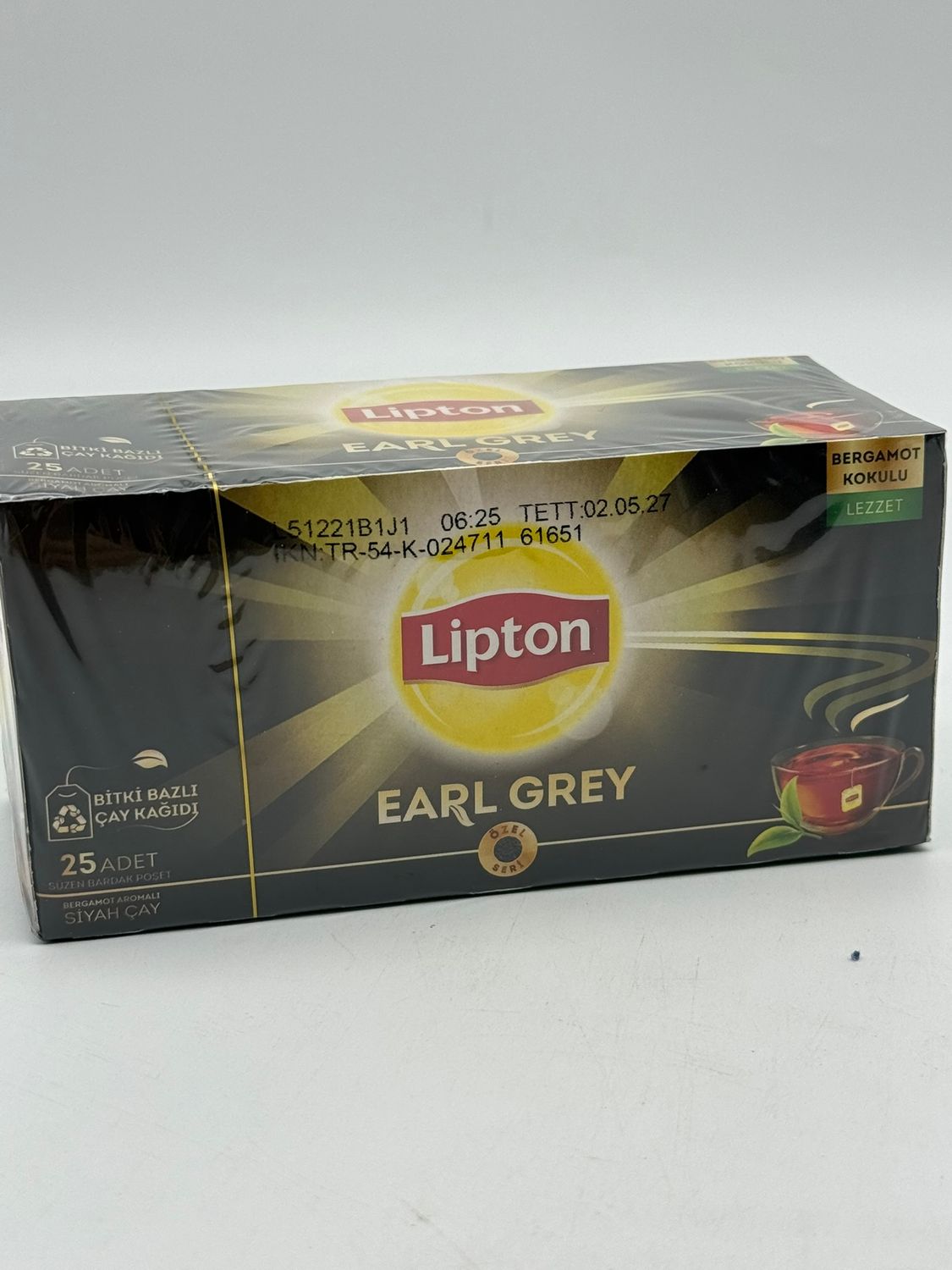 Lipton Earl Grey Black Tea 25 Tea Bags (50g) – Bergamot Flavored Classic Black Tea