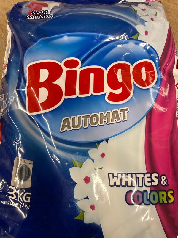 Bingo Automat Powder Detergent 3kg (7 lb) – Laundry Detergent for Whites &amp; Colors, Color Protection Formula