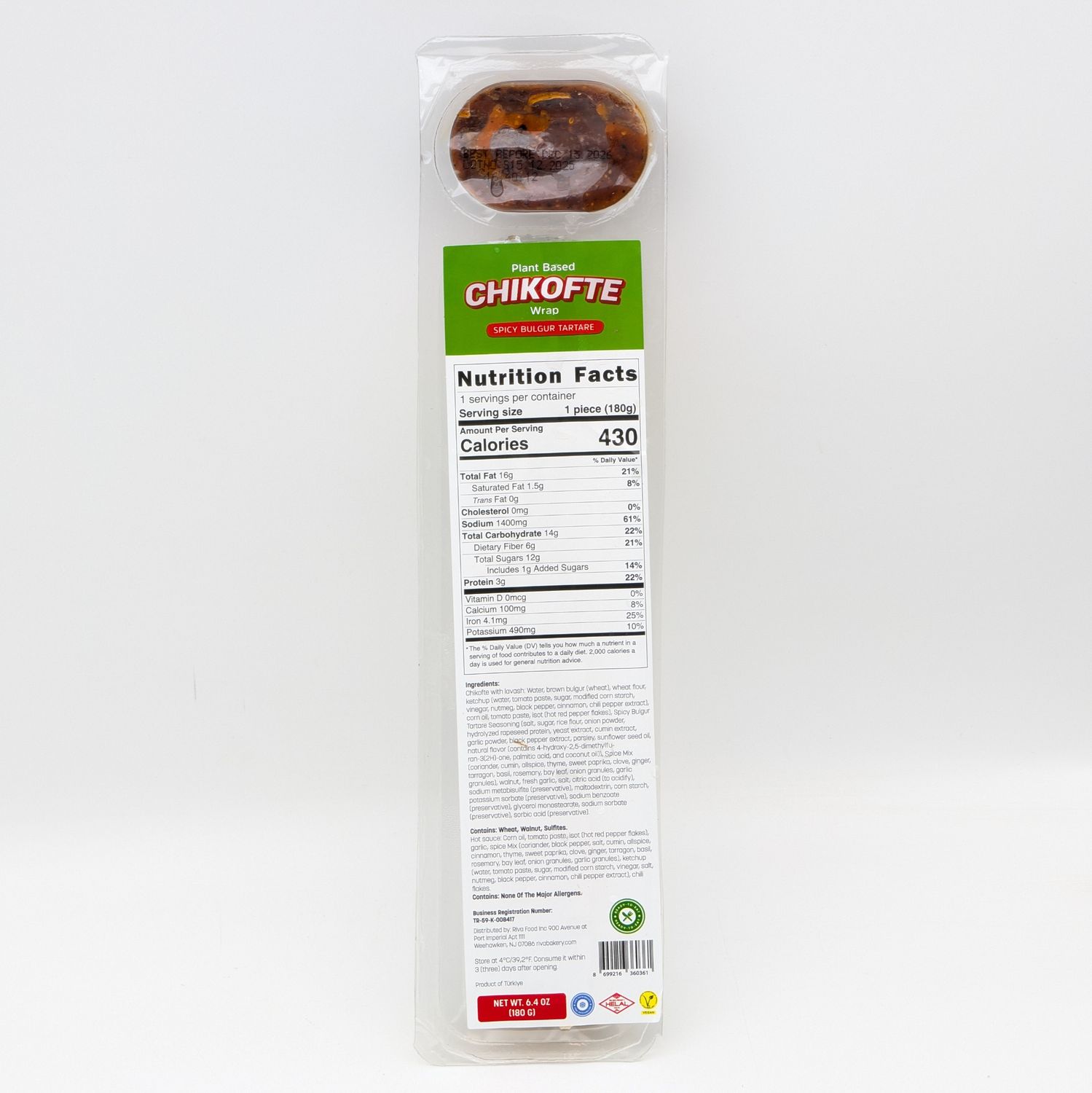 OSES Chikofte Wrap Plant Based Spicy Bulgur Tartare Cig Kofte 180g