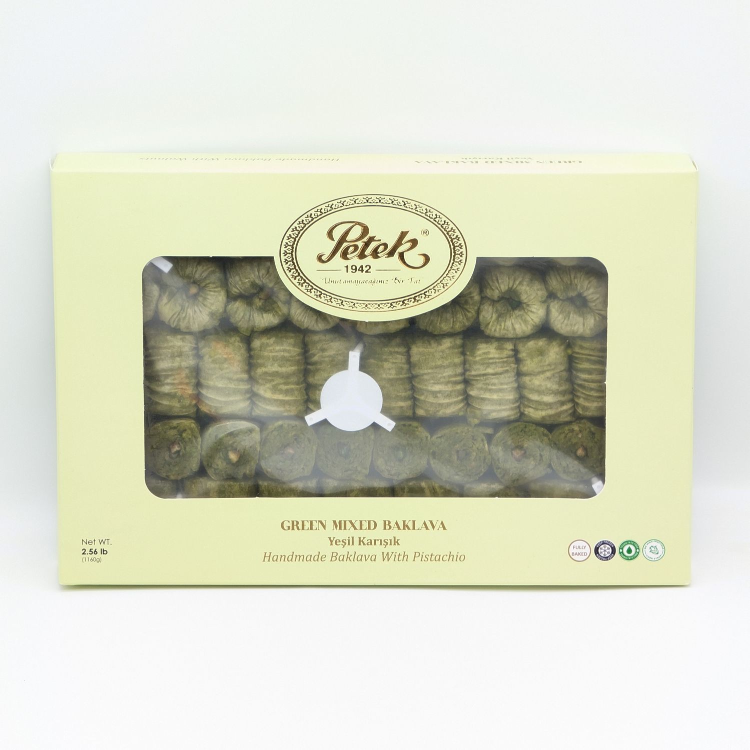 PETEK Green Mixed Baklava with Pistachio Handmade - Yesil Karisik Fistikli 2.56lb / 1.16kg