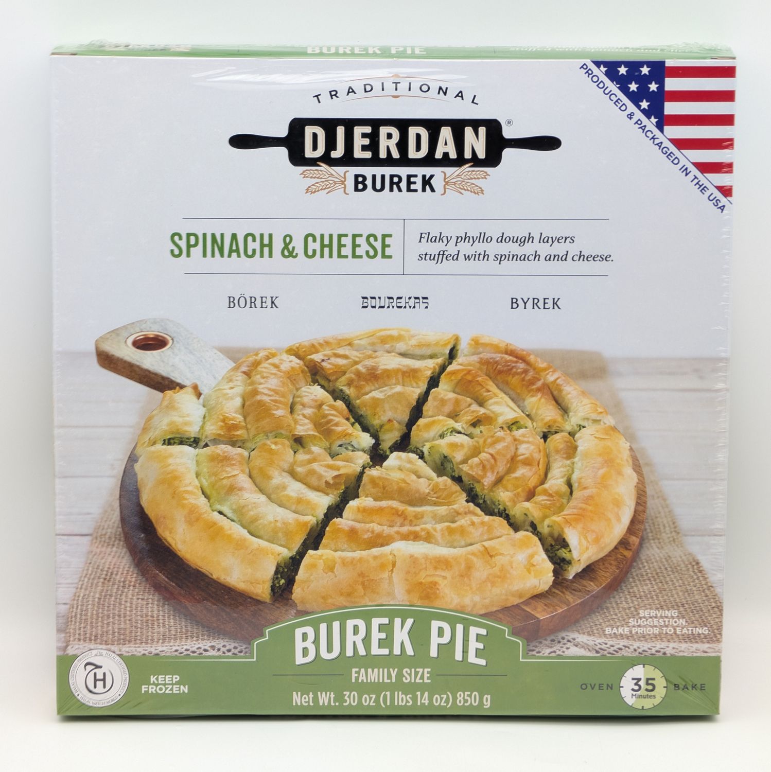 DJERDAN Burek Borek Spiral Pie Spinach &amp; Cheese 850g