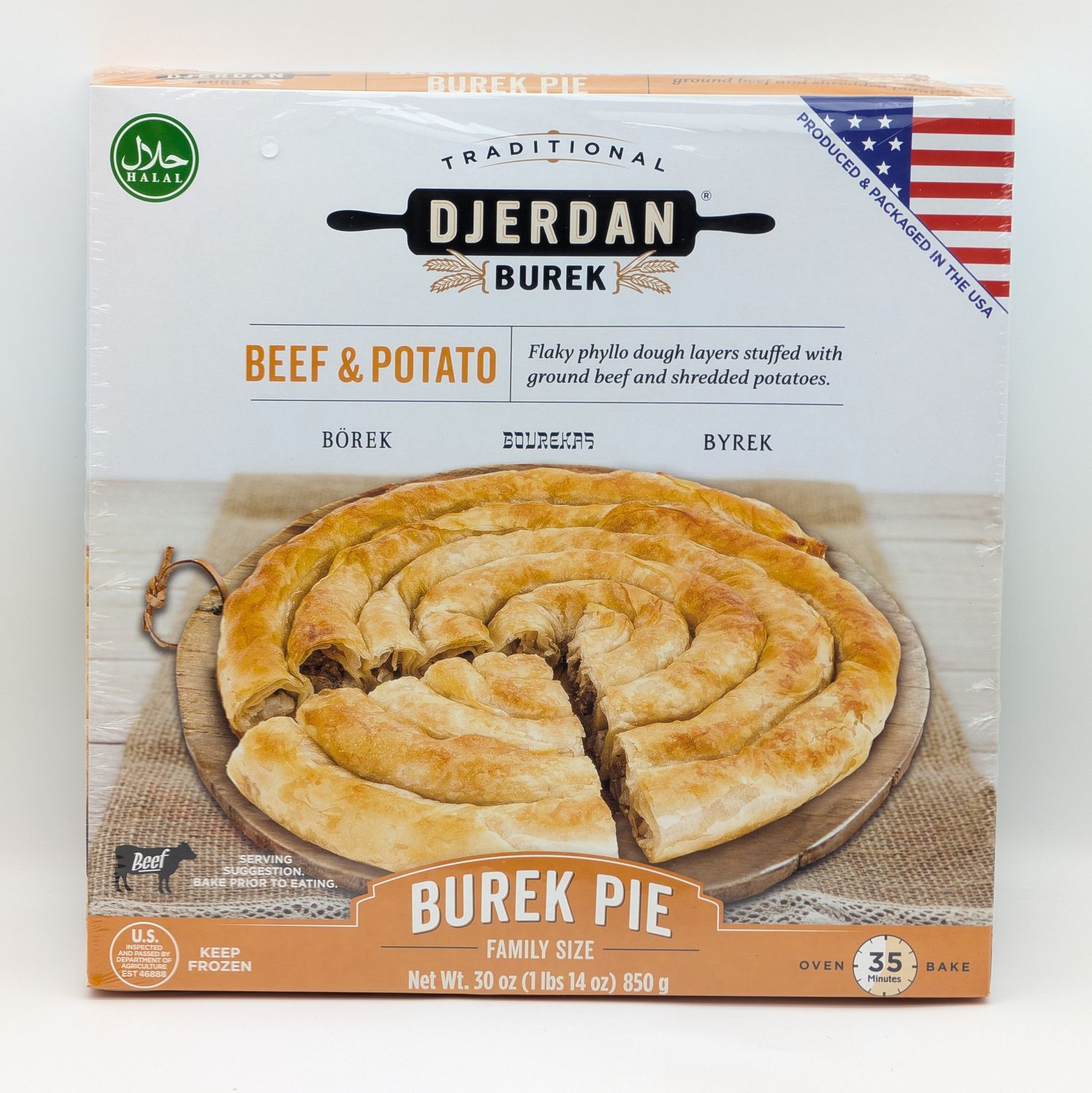 DJERDAN Burek Borek Spiral Pie Beef &amp; Potato 850g