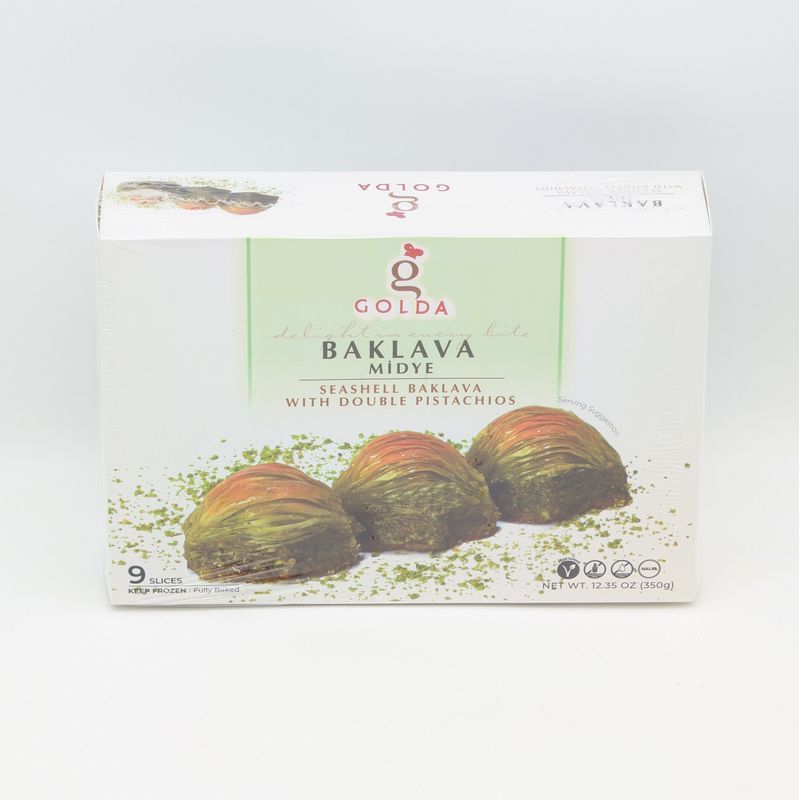GOLDA Midye Seashell Baklava with Double Pistachios 1lb