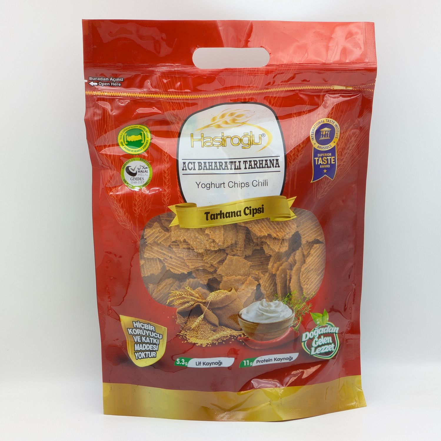 HASIROGLU Cerezlik Aci Baharatli Tarhana Cips (Spicy Tarhana Chips) 450g Spicy