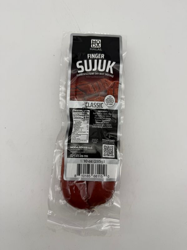 Moda Halal Classic Finger Sujuk (Sucuk) 10 oz (285 g) – Traditional Turkish Semi-Dry Beef Sausage