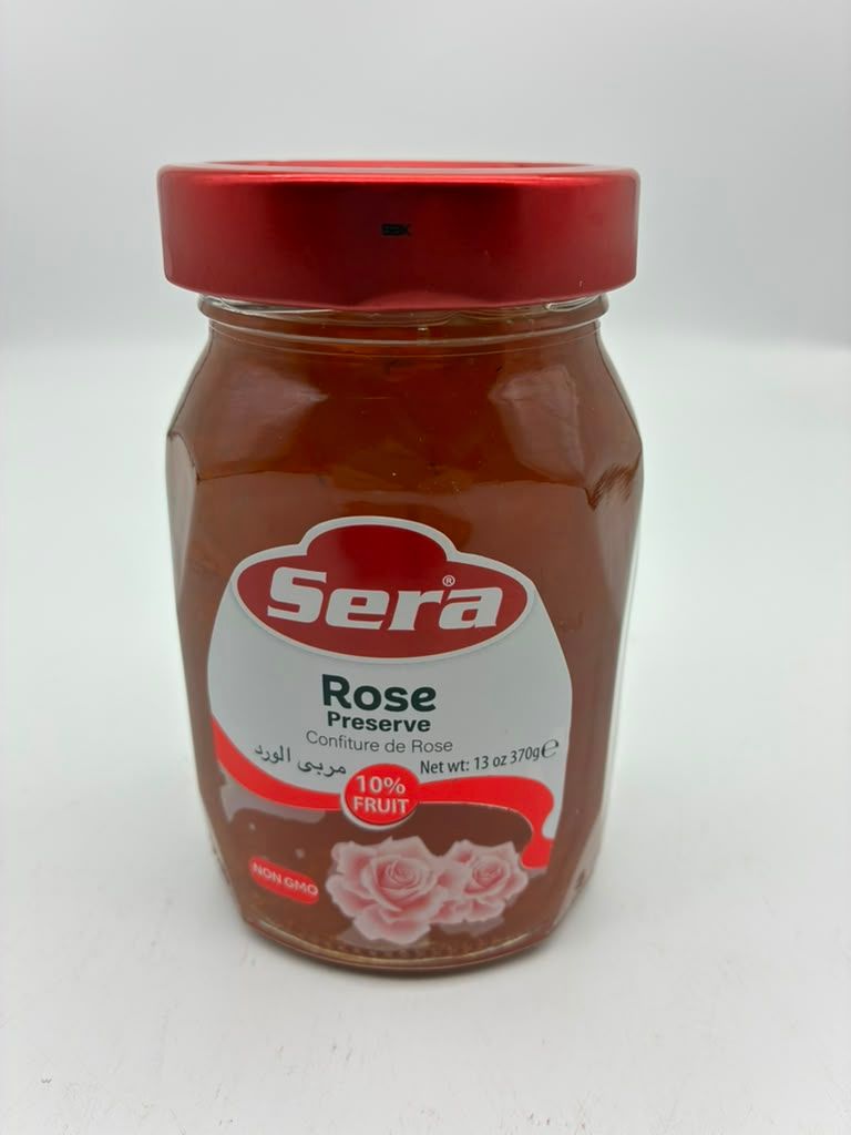Sera Rose Preserve, Traditional Turkish Rose Petal Jam, 10% Rose Petals, Non-GMO, No Artificial Colors or Flavors, 370g (13 oz)