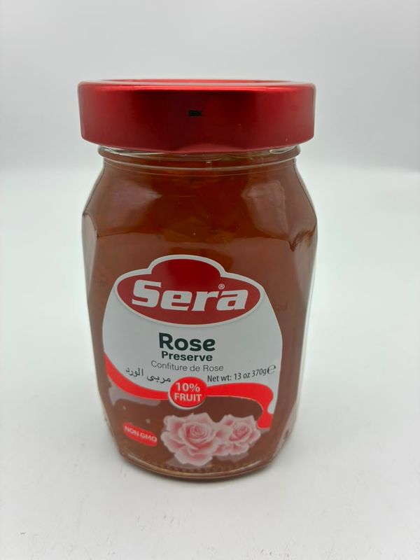 Sera Rose Preserve, Traditional Turkish Rose Petal Jam, 10% Rose Petals, Non-GMO, No Artificial Colors or Flavors, 370g (13 oz)