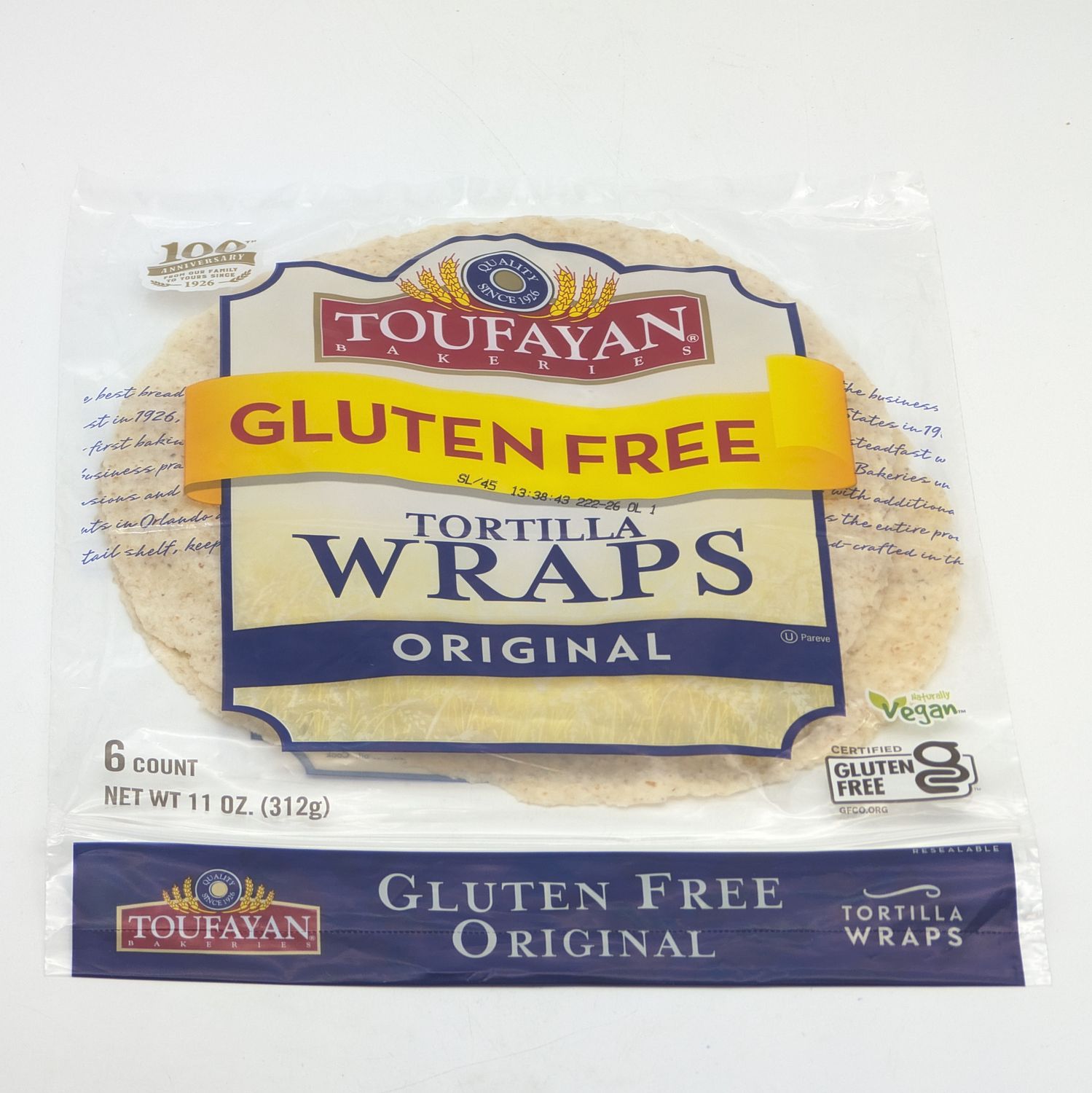 TOUFAYAN Tortilla Wraps Gluten-free 312g (52g x 6pcs)