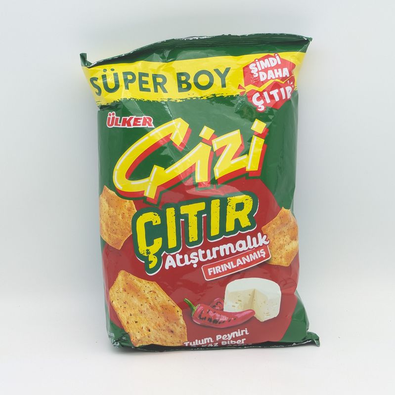 ULKER Cizi Citir Baked Crackers with Tulum Cheese and Roasted Pepper Flavor - Firinlanmis Tulum Peynirli ve Koz Biber Aromali Cerez 120g