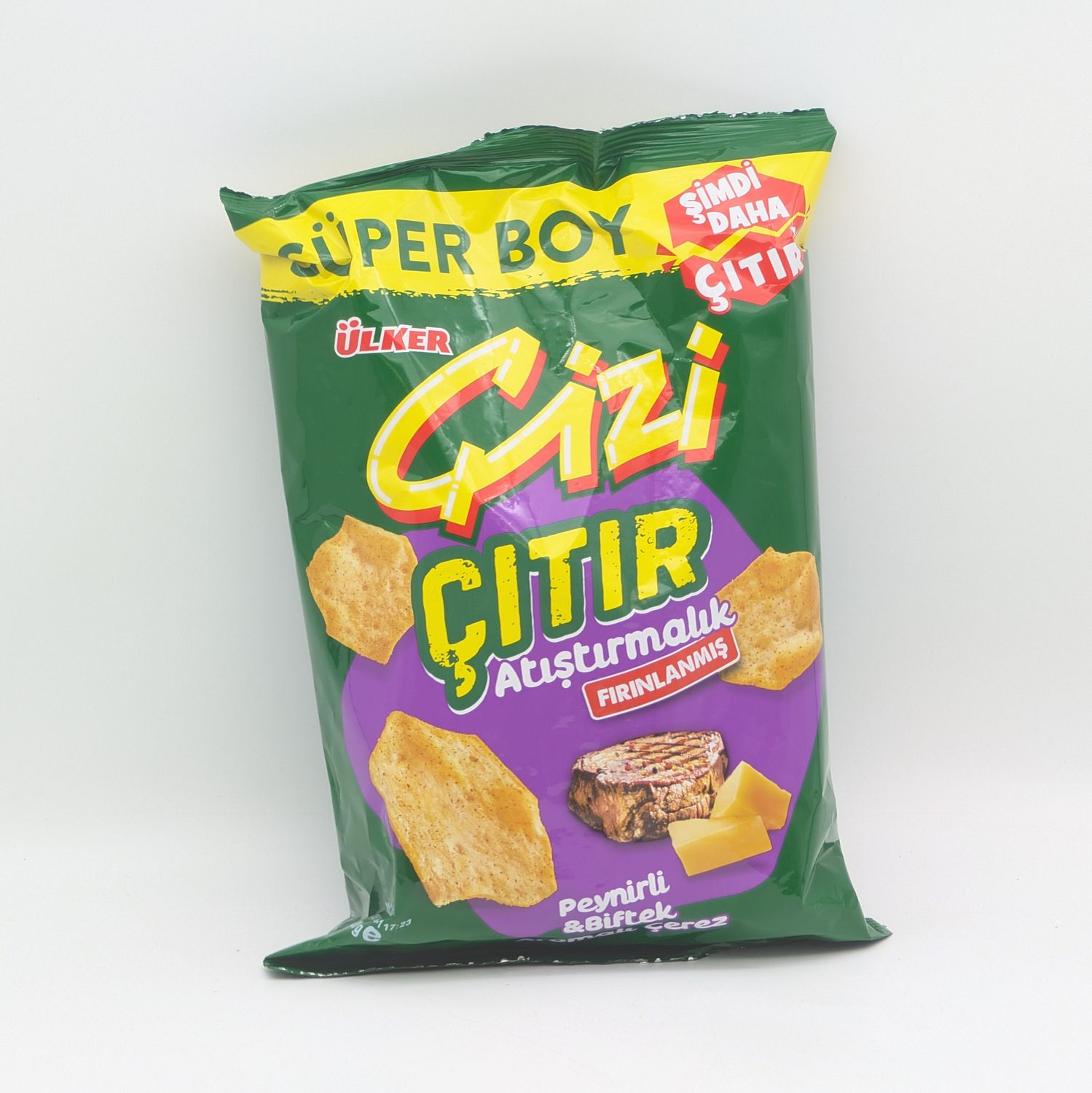 ULKER Cizi Citir Baked Crackers with Cheese and Beef Flavor - Firinlanmis Peynirli ve Biftek Aromali Cerez 120g
