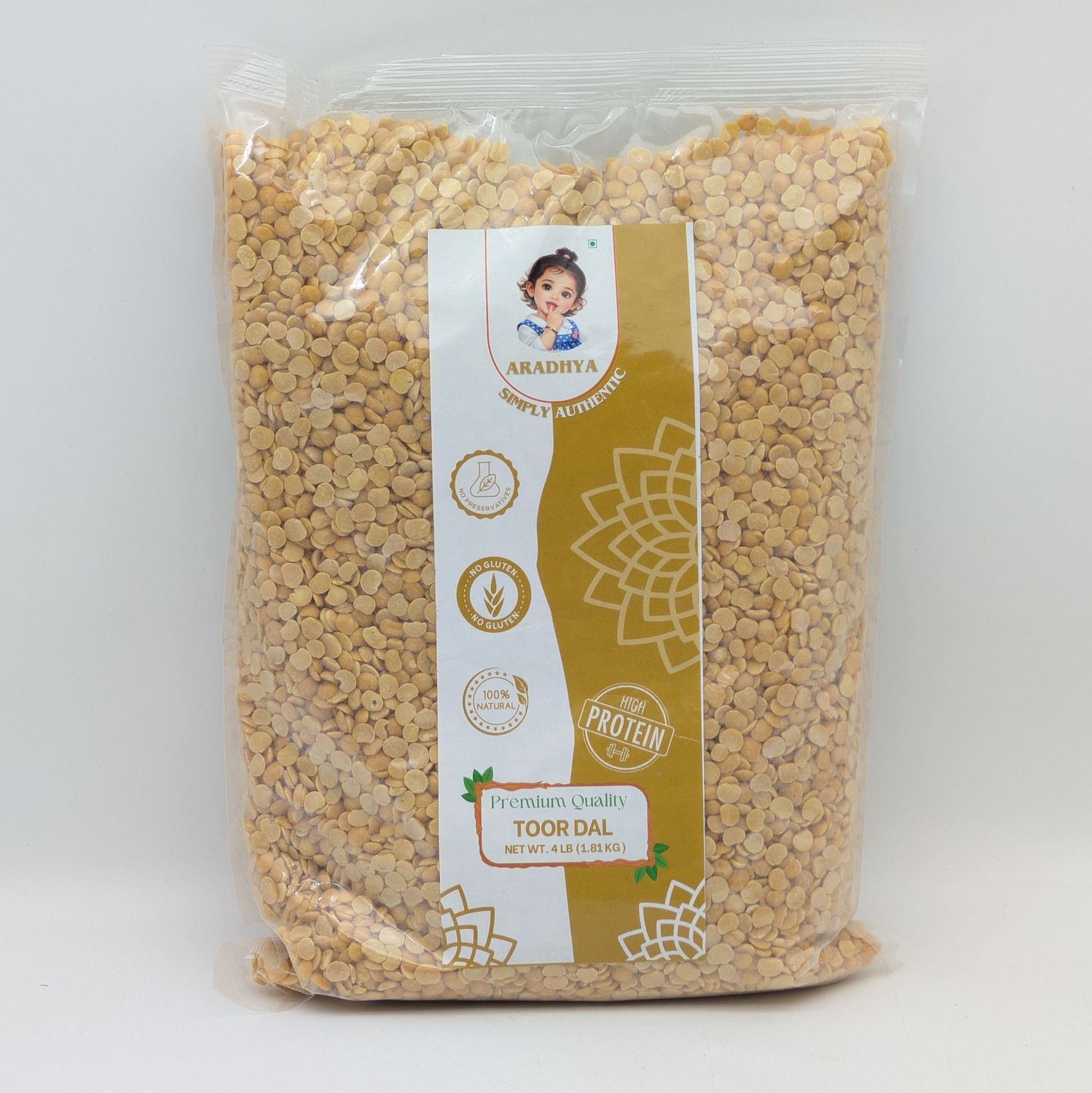 ARADHYA Split Pigeon Pea - Toor Dal 4lb 1.81kg