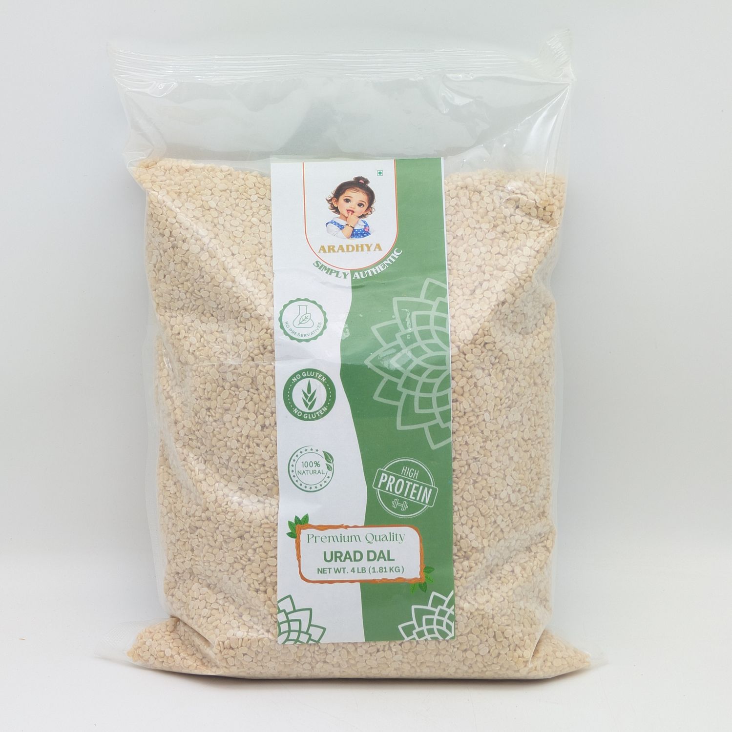 ARADHYA Split Husked Black Lentil - Urad Dal 4lb 1.81kg